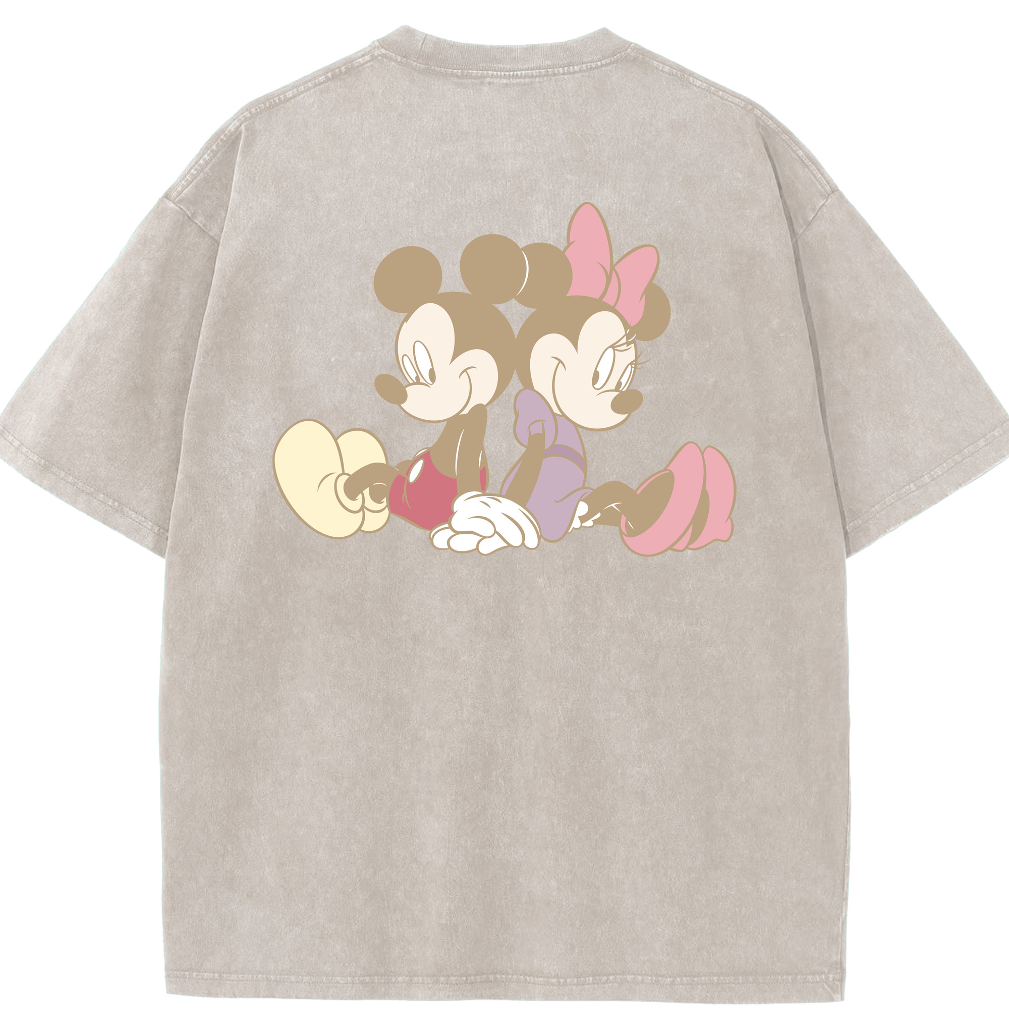 （画像用） ミッキーマウス Mickey Mouse 綿100% ヴィンテージ風 半袖Tシャツ（背面プリント）