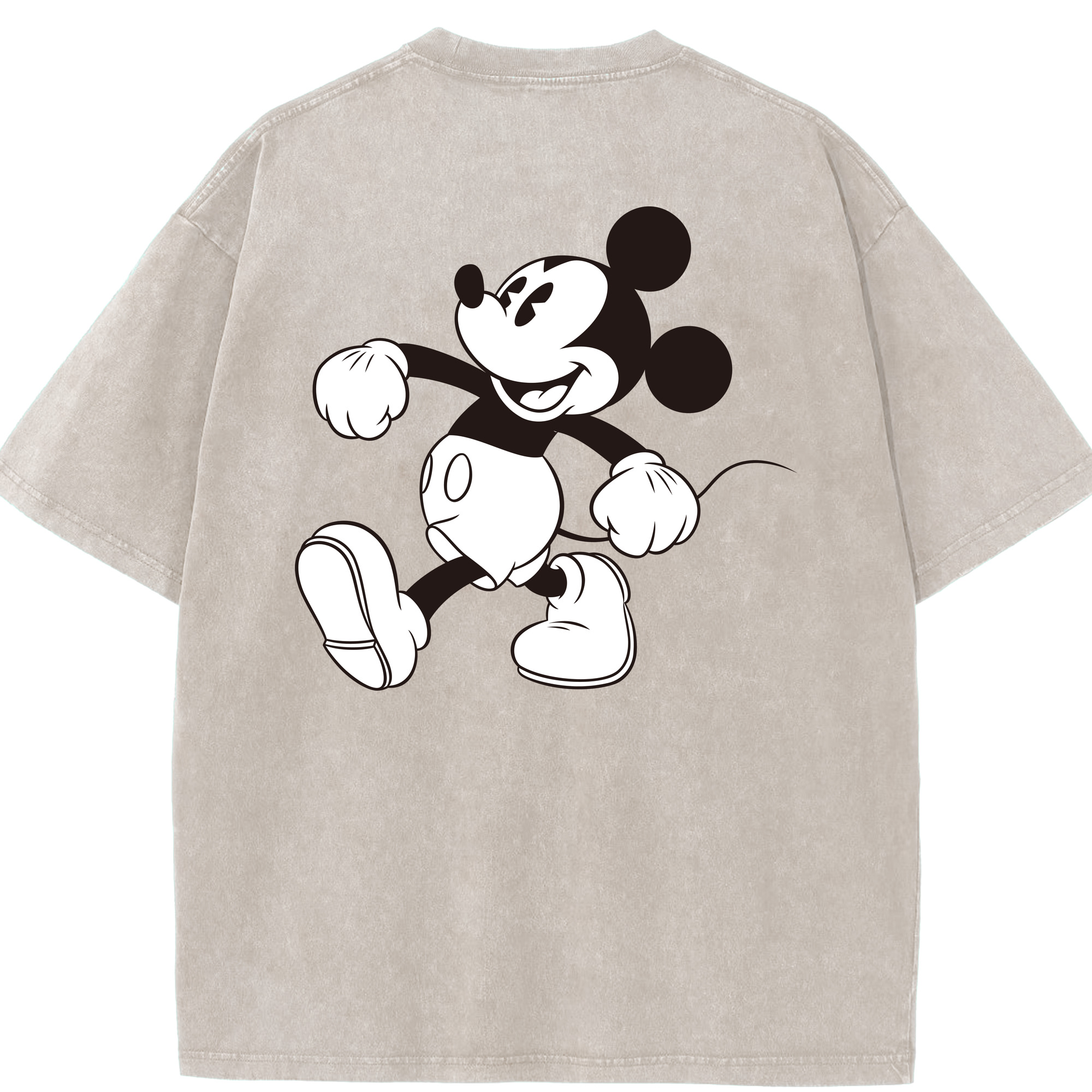 （画像用） ミッキーマウス Mickey Mouse 綿100% ヴィンテージ風 半袖Tシャツ（背面プリント）