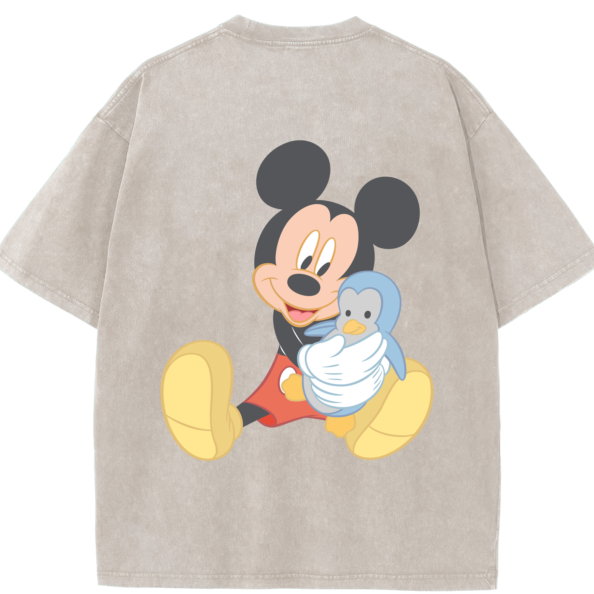 （画像用） ミッキーマウス Mickey Mouse 綿100% ヴィンテージ風 半袖Tシャツ（背面プリント）