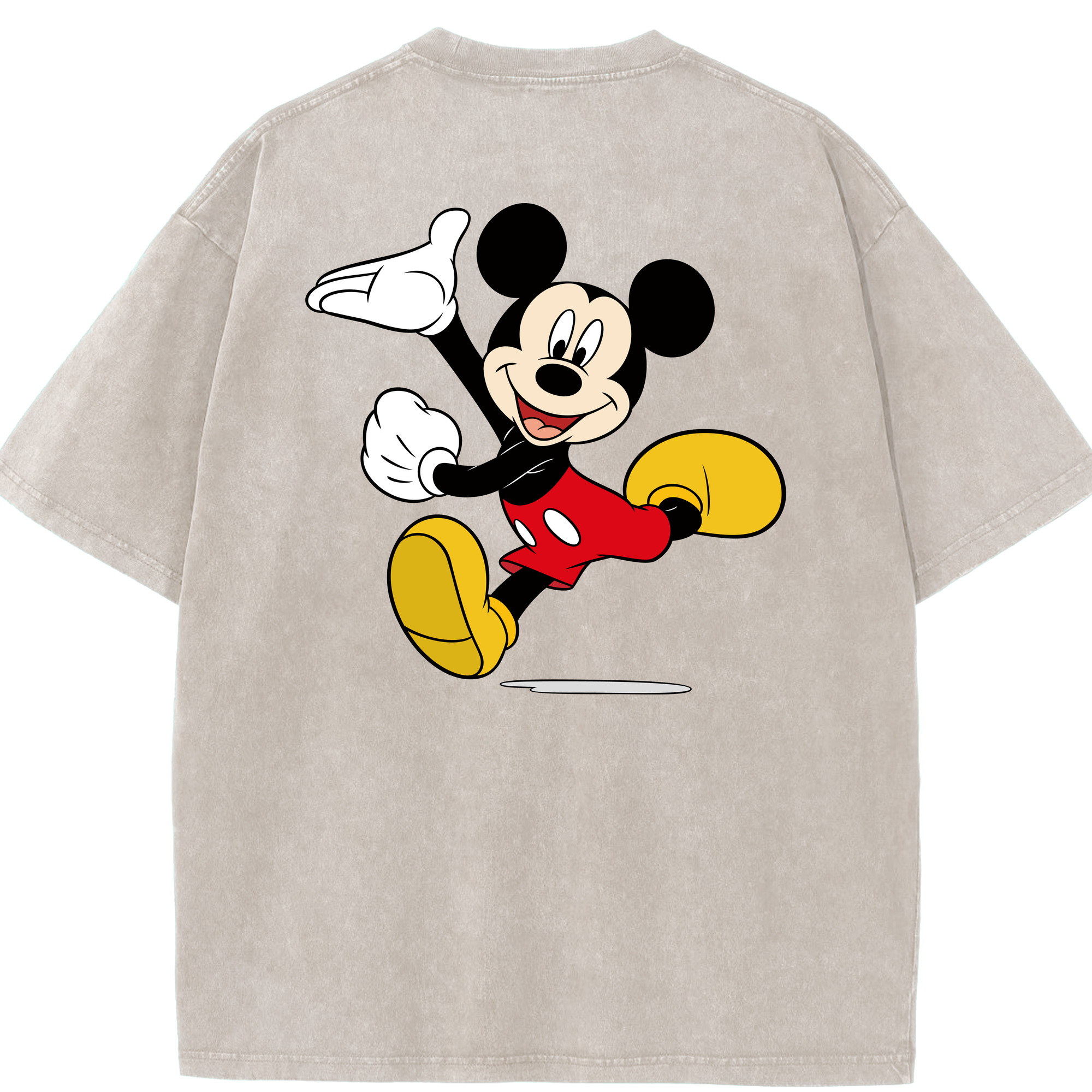 （画像用） ミッキーマウス Mickey Mouse 綿100% ヴィンテージ風 半袖Tシャツ（背面プリント）