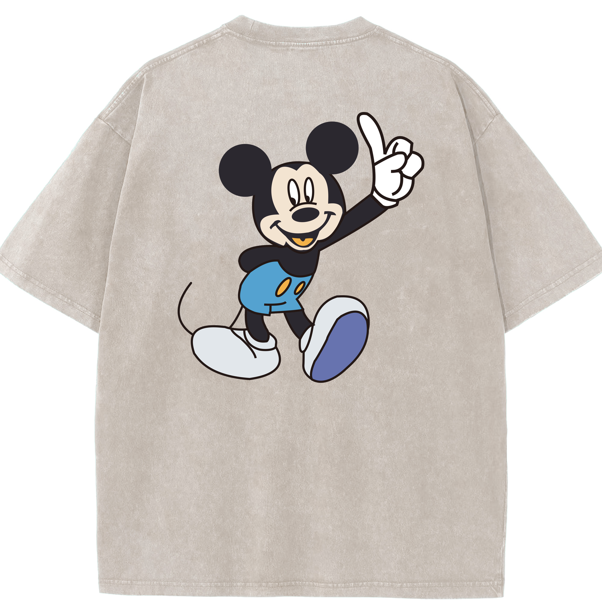 （画像用） ミッキーマウス Mickey Mouse 綿100% ヴィンテージ風 半袖Tシャツ（背面プリント）