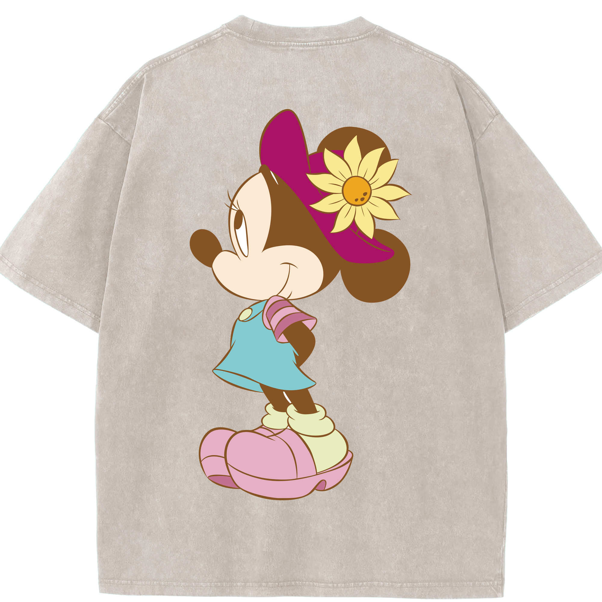 （画像用） ミッキーマウス Mickey Mouse 綿100% ヴィンテージ風 半袖Tシャツ（背面プリント）