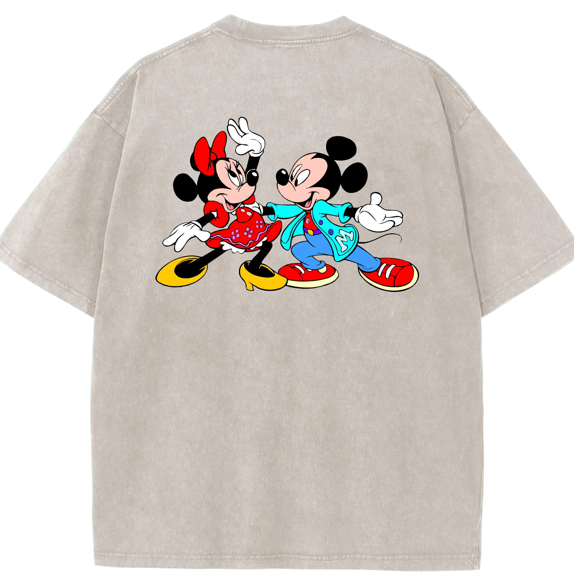 （画像用） ミッキーマウス Mickey Mouse 綿100% ヴィンテージ風 半袖Tシャツ（背面プリント）