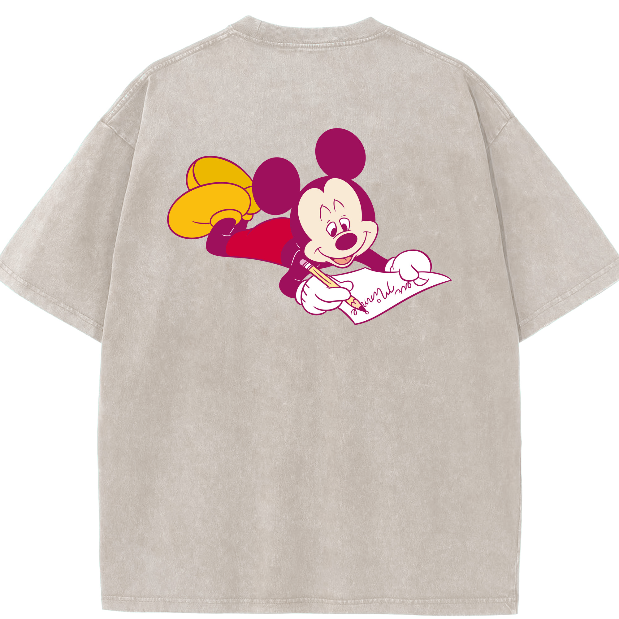 （画像用） ミッキーマウス Mickey Mouse 綿100% ヴィンテージ風 半袖Tシャツ（背面プリント）