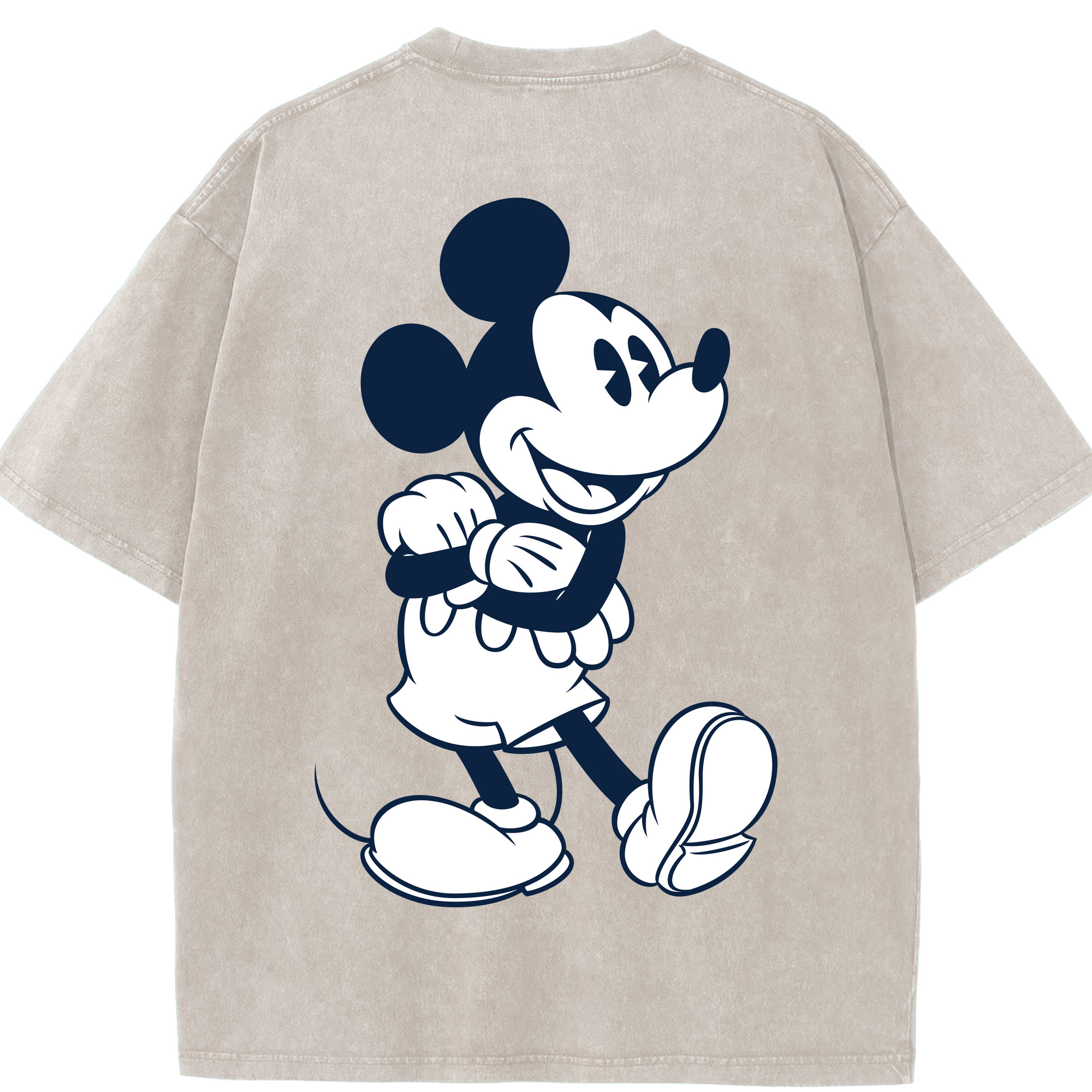 （画像用） ミッキーマウス Mickey Mouse 綿100% ヴィンテージ風 半袖Tシャツ（背面プリント）