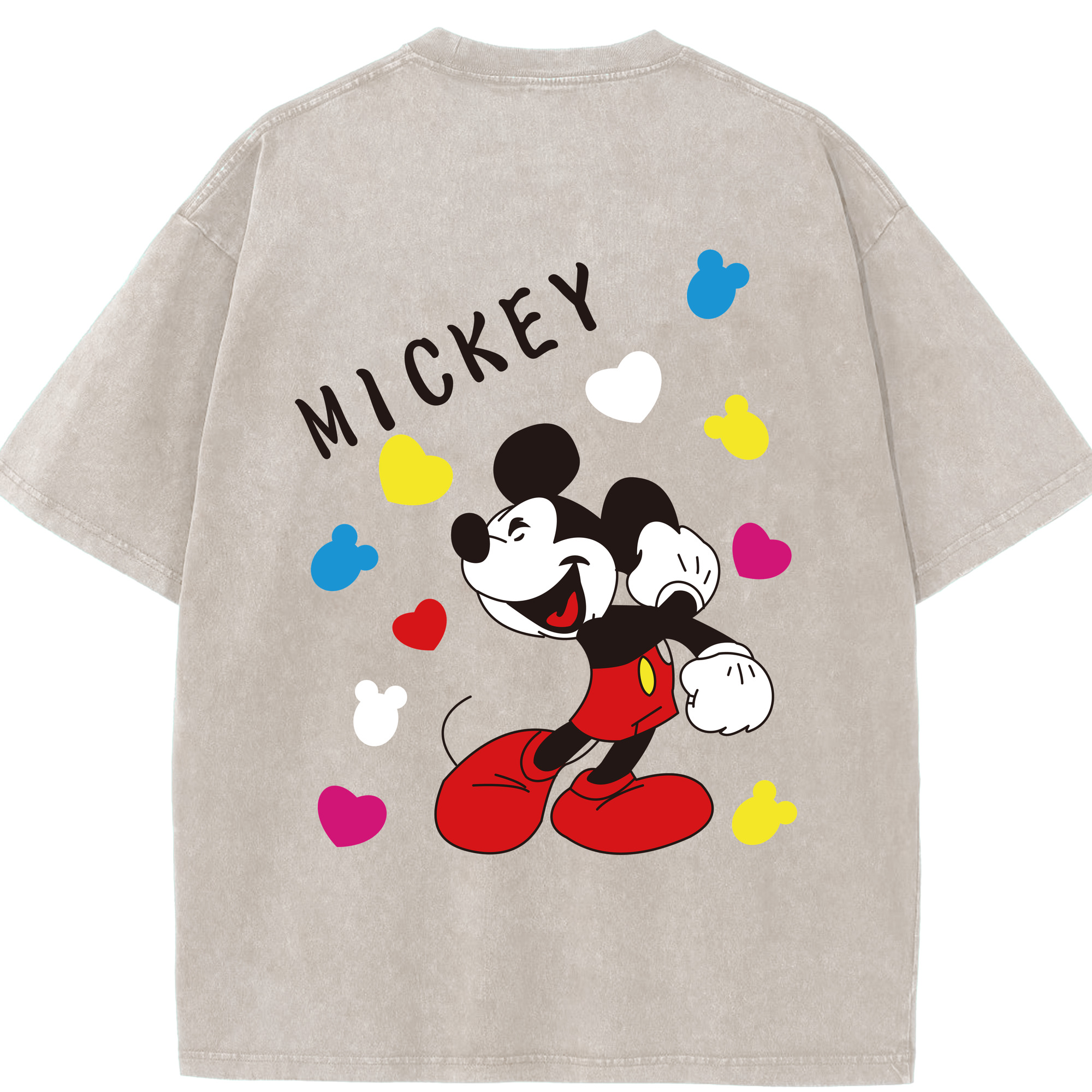 （画像用） ミッキーマウス Mickey Mouse 綿100% ヴィンテージ風 半袖Tシャツ（背面プリント）