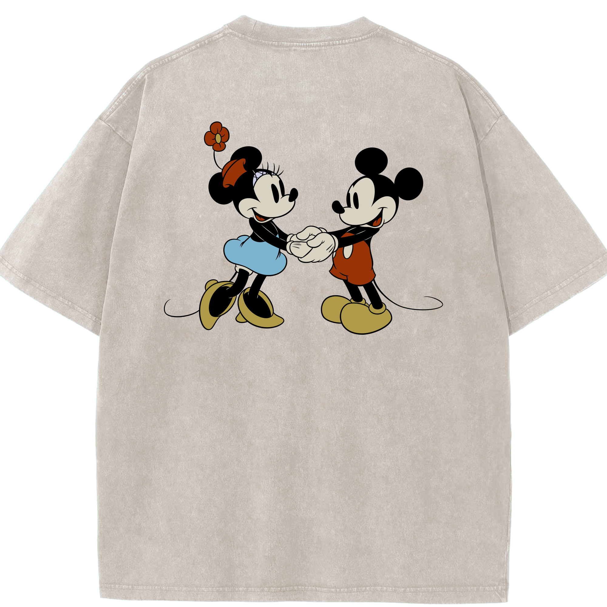 （画像用） ミッキーマウス Mickey Mouse 綿100% ヴィンテージ風 半袖Tシャツ（背面プリント）