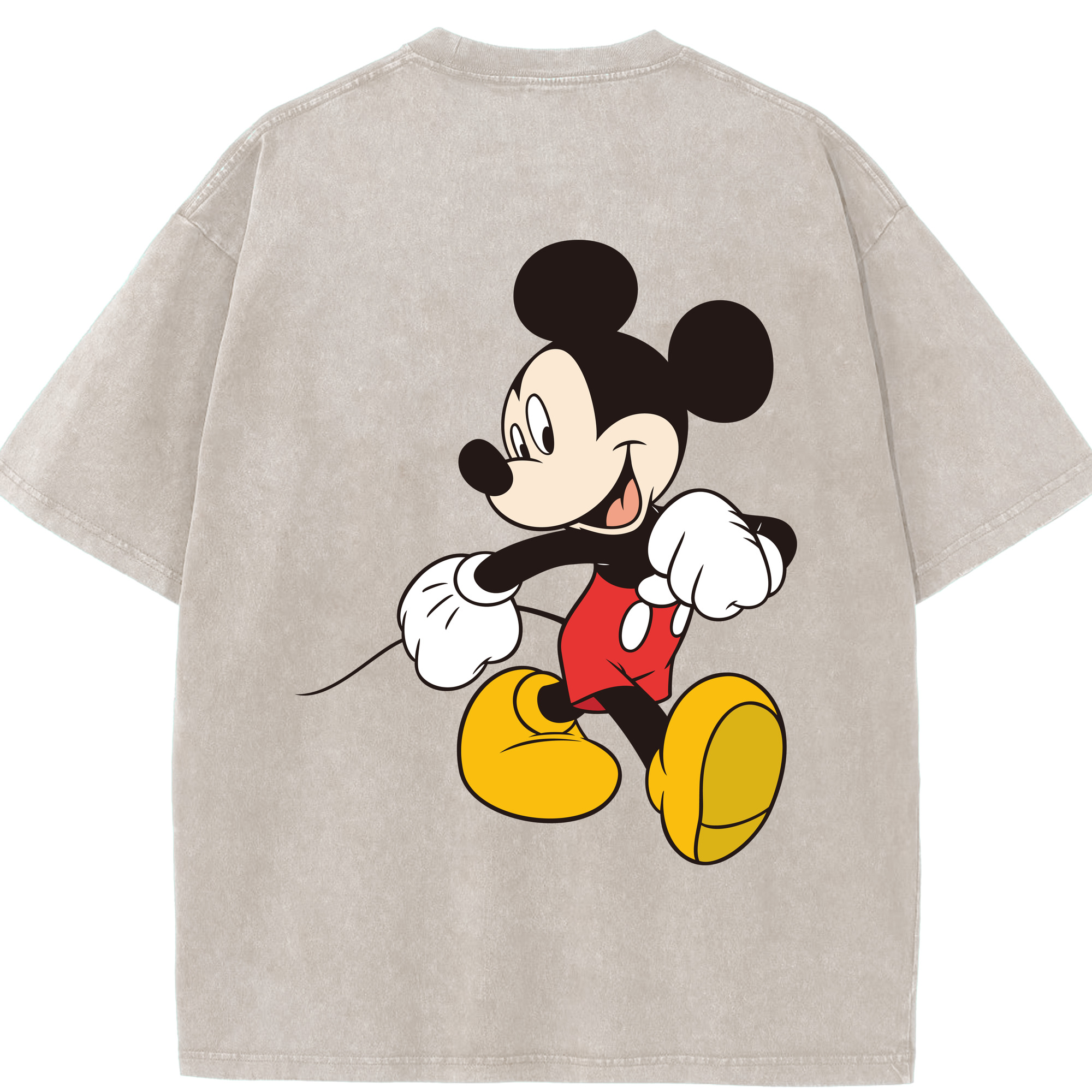 （画像用） ミッキーマウス Mickey Mouse 綿100% ヴィンテージ風 半袖Tシャツ（背面プリント）