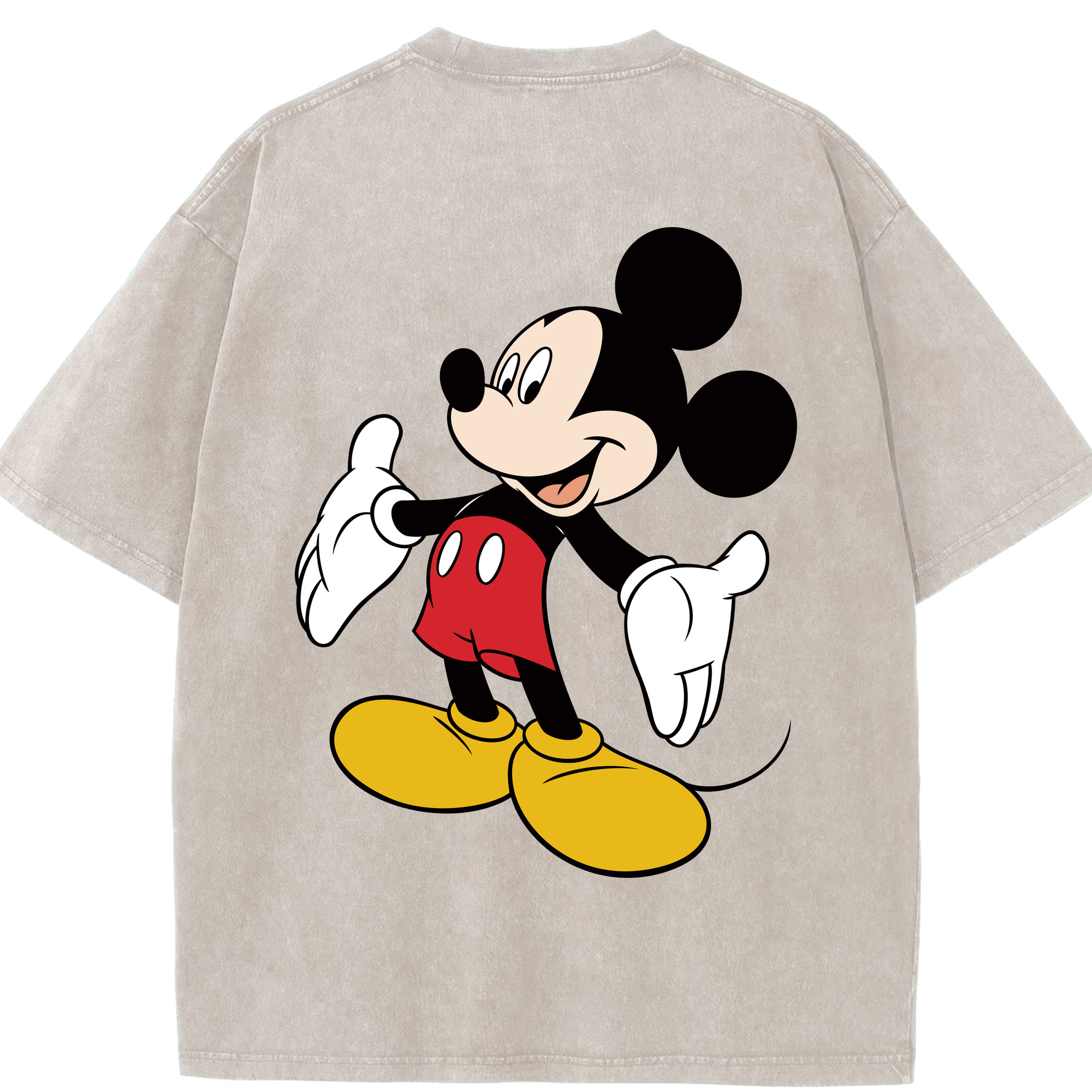 （画像用） ミッキーマウス Mickey Mouse 綿100% ヴィンテージ風 半袖Tシャツ（背面プリント）