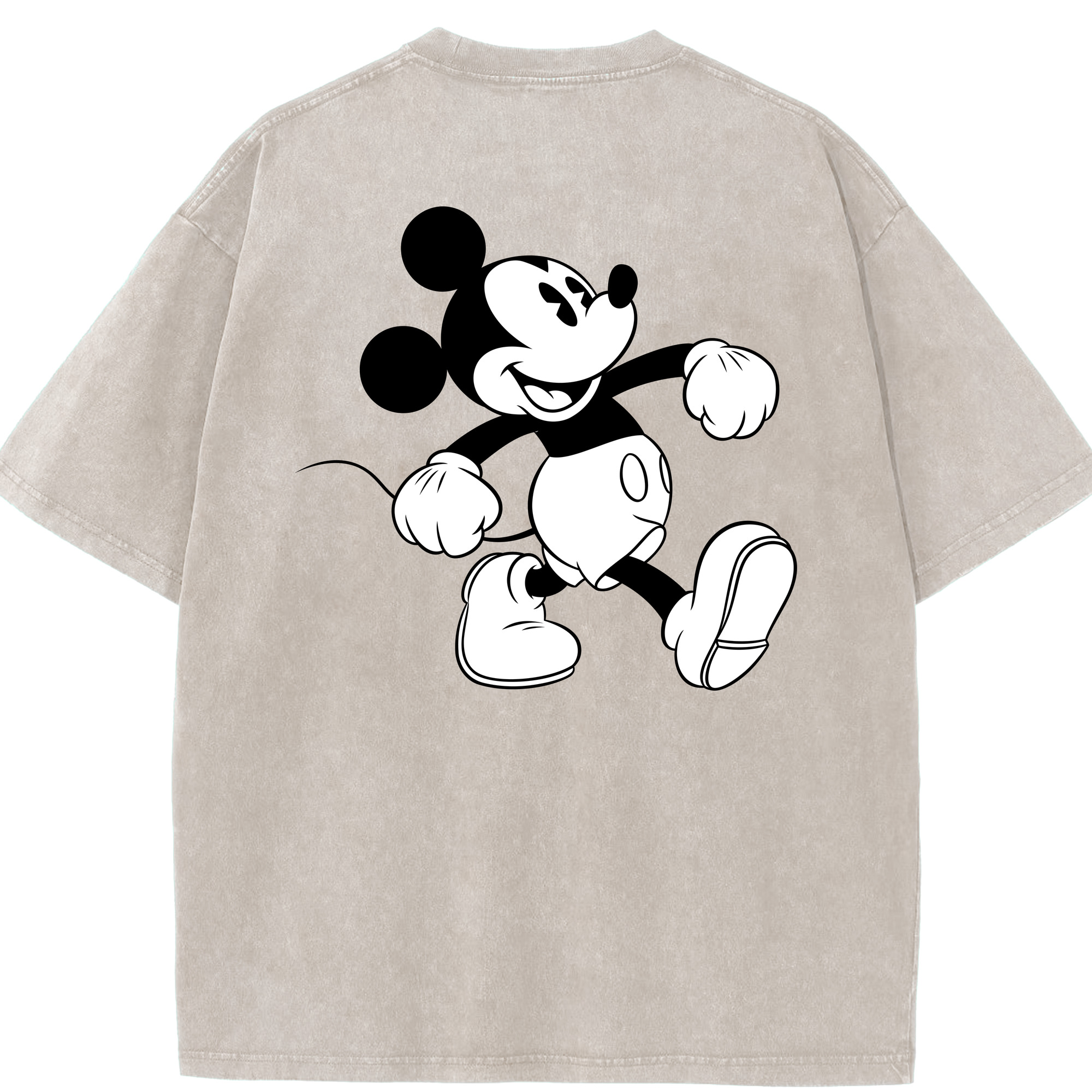 （画像用） ミッキーマウス Mickey Mouse 綿100% ヴィンテージ風 半袖Tシャツ（背面プリント）