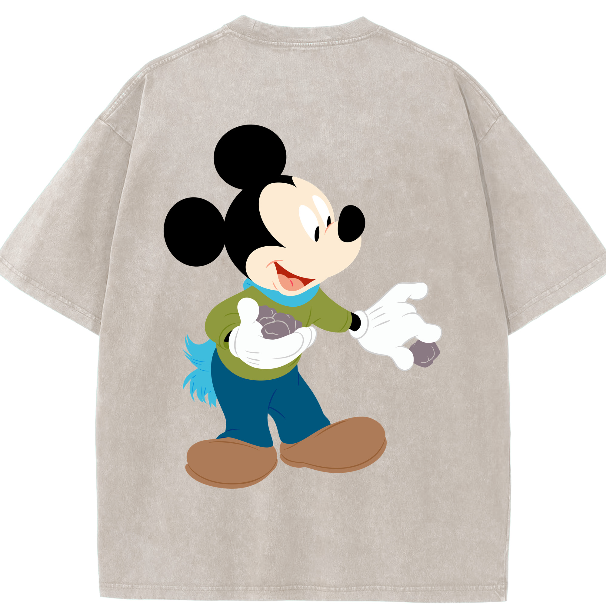 （画像用） ミッキーマウス Mickey Mouse 綿100% ヴィンテージ風 半袖Tシャツ（背面プリント）