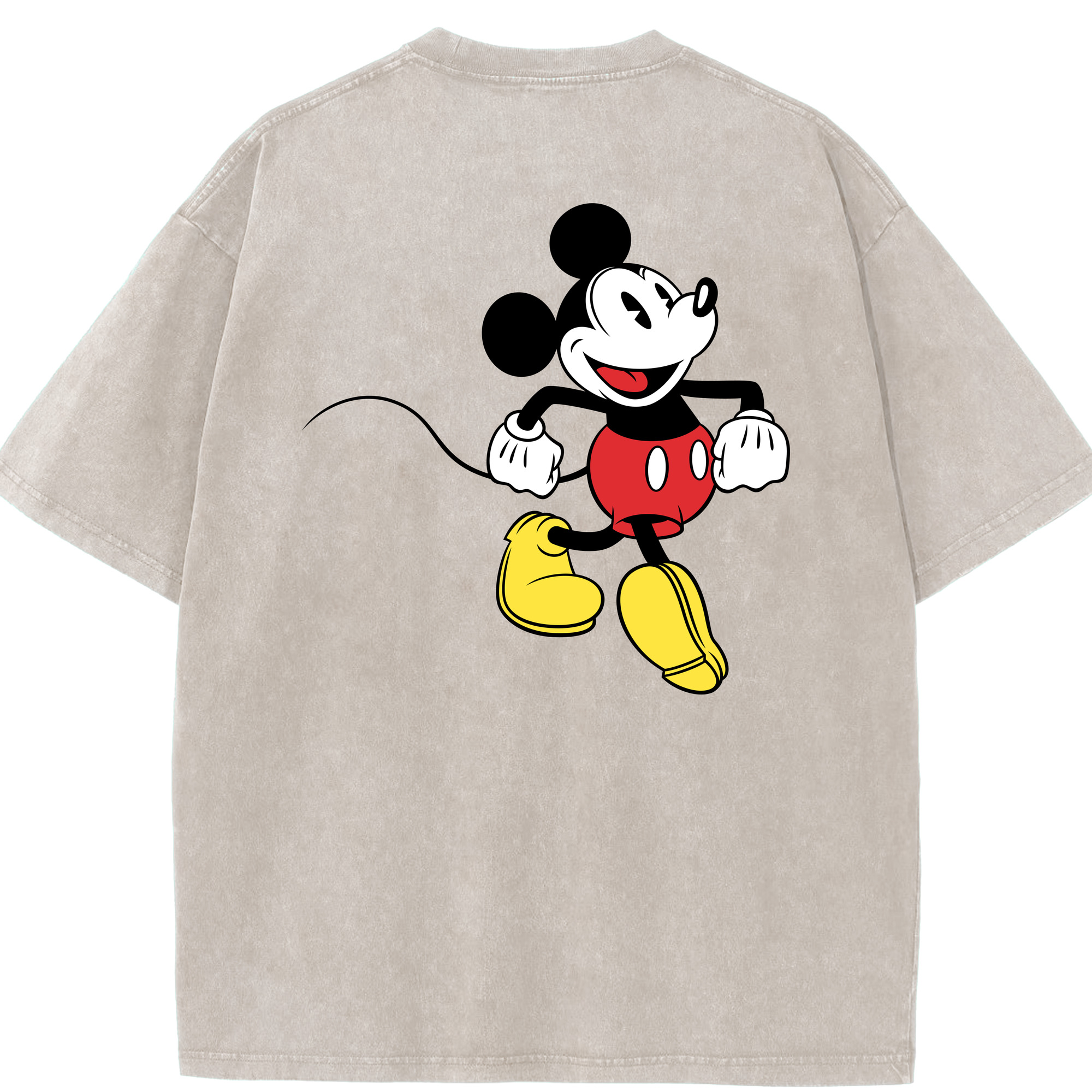 （画像用） ミッキーマウス Mickey Mouse 綿100% ヴィンテージ風 半袖Tシャツ（背面プリント）