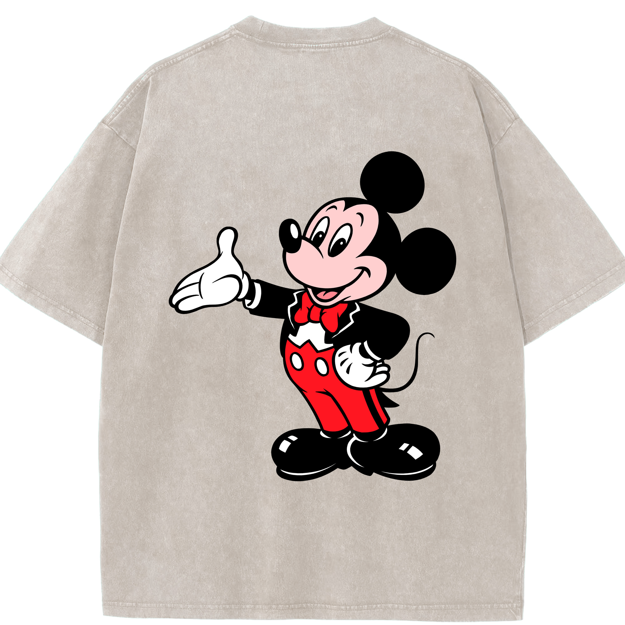 （画像用） ミッキーマウス Mickey Mouse 綿100% ヴィンテージ風 半袖Tシャツ（背面プリント）