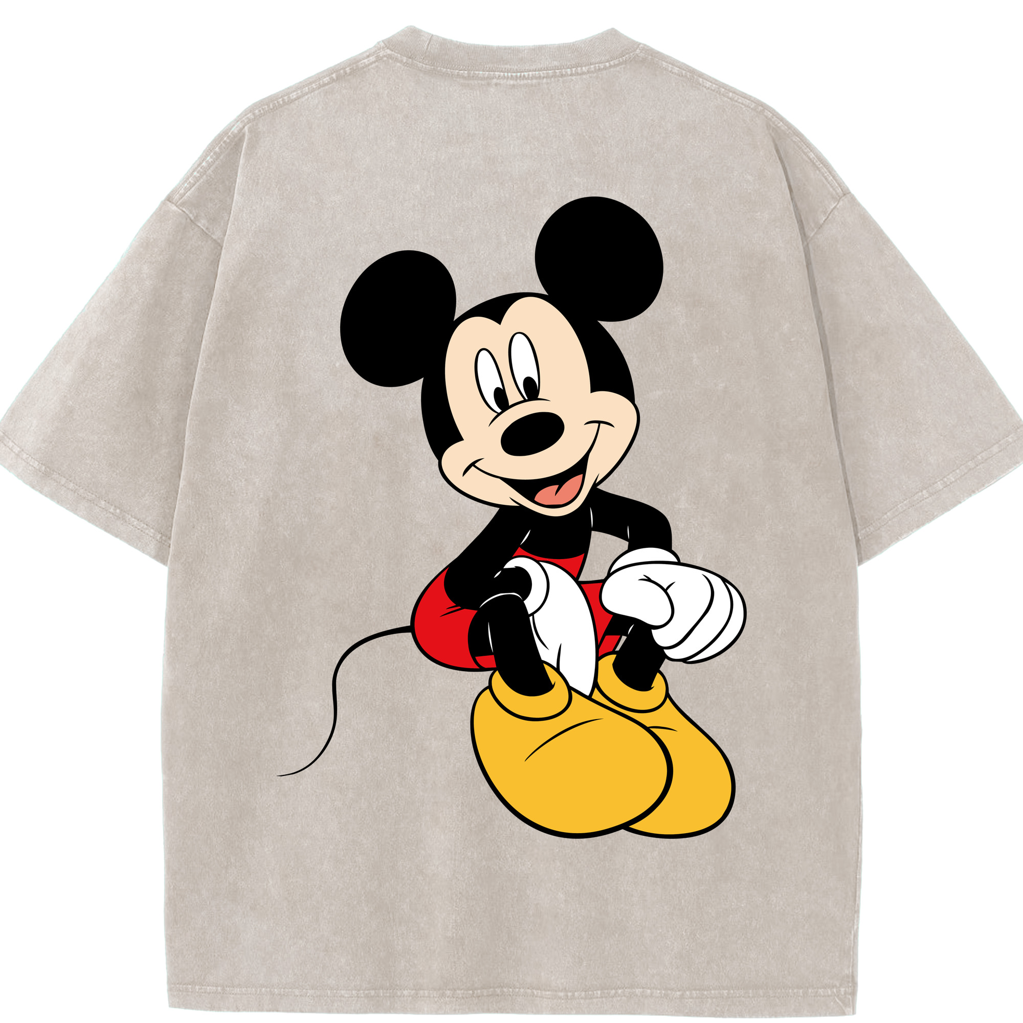 （画像用） ミッキーマウス Mickey Mouse 綿100% ヴィンテージ風 半袖Tシャツ（背面プリント）
