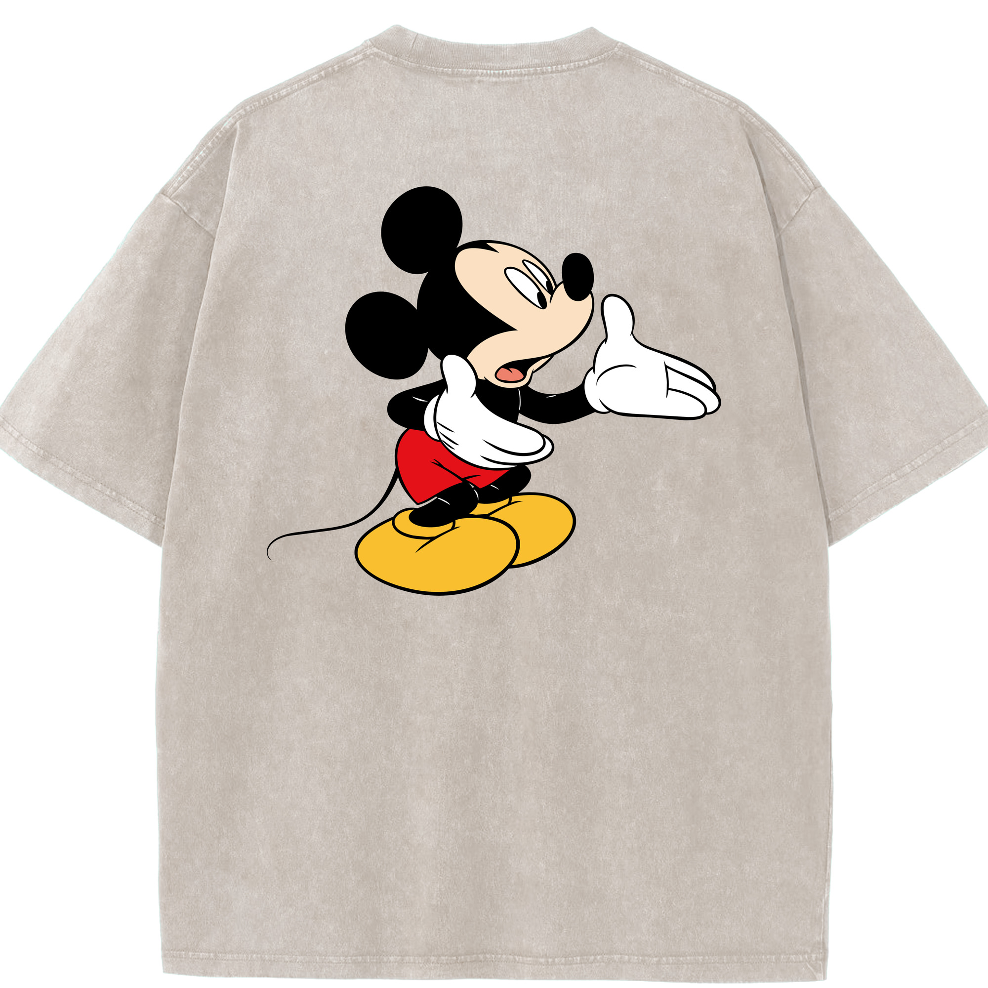 （画像用） ミッキーマウス Mickey Mouse 綿100% ヴィンテージ風 半袖Tシャツ（背面プリント）