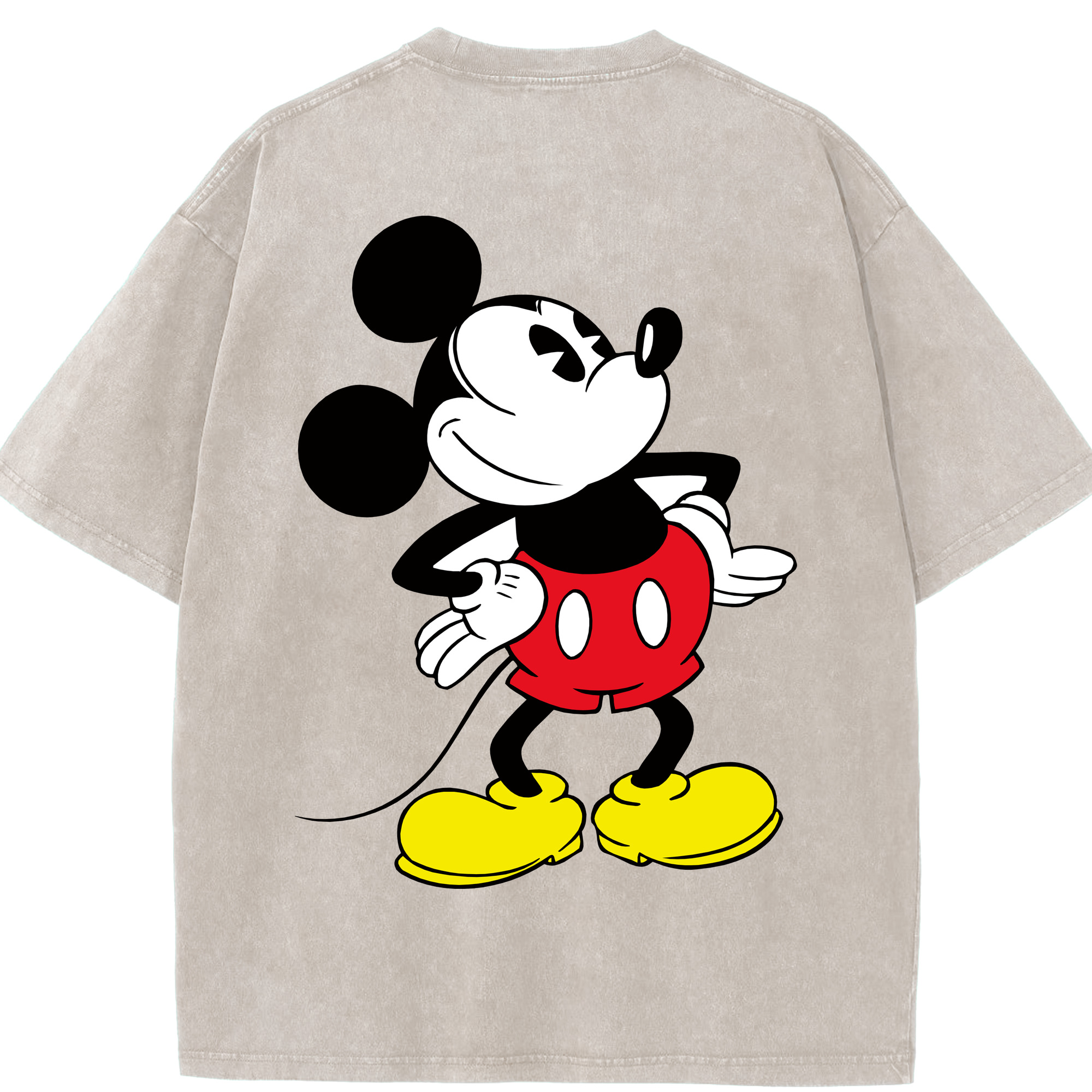 （画像用） ミッキーマウス Mickey Mouse 綿100% ヴィンテージ風 半袖Tシャツ（背面プリント）