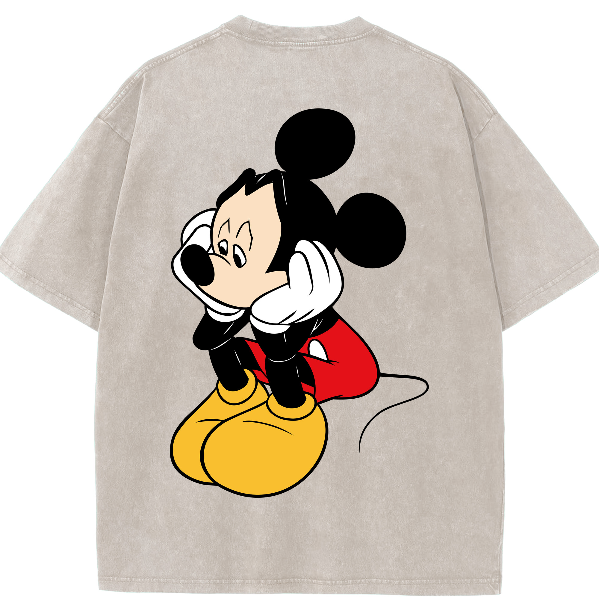 （画像用） ミッキーマウス Mickey Mouse 綿100% ヴィンテージ風 半袖Tシャツ（背面プリント）