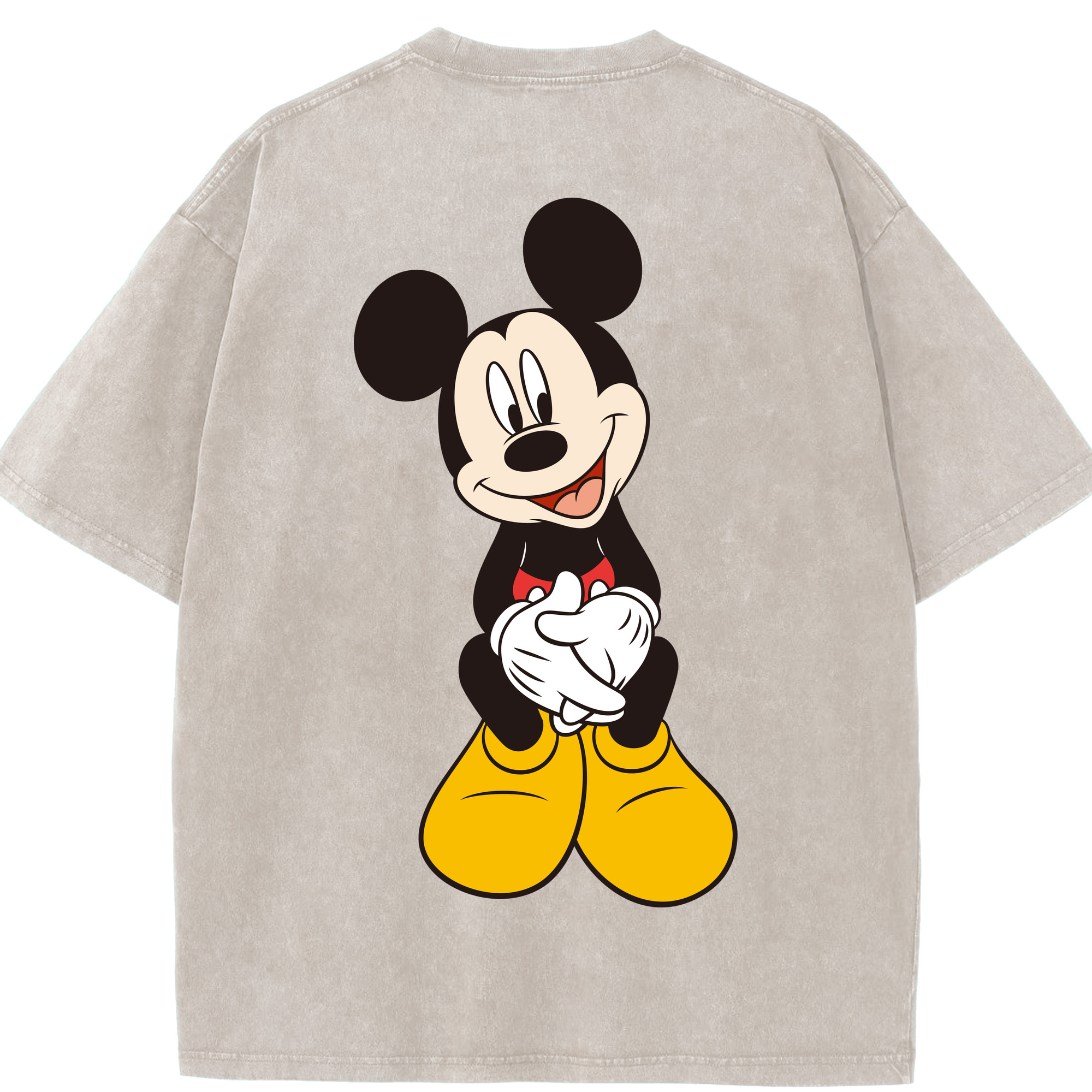 （画像用） ミッキーマウス Mickey Mouse 綿100% ヴィンテージ風 半袖Tシャツ（背面プリント）