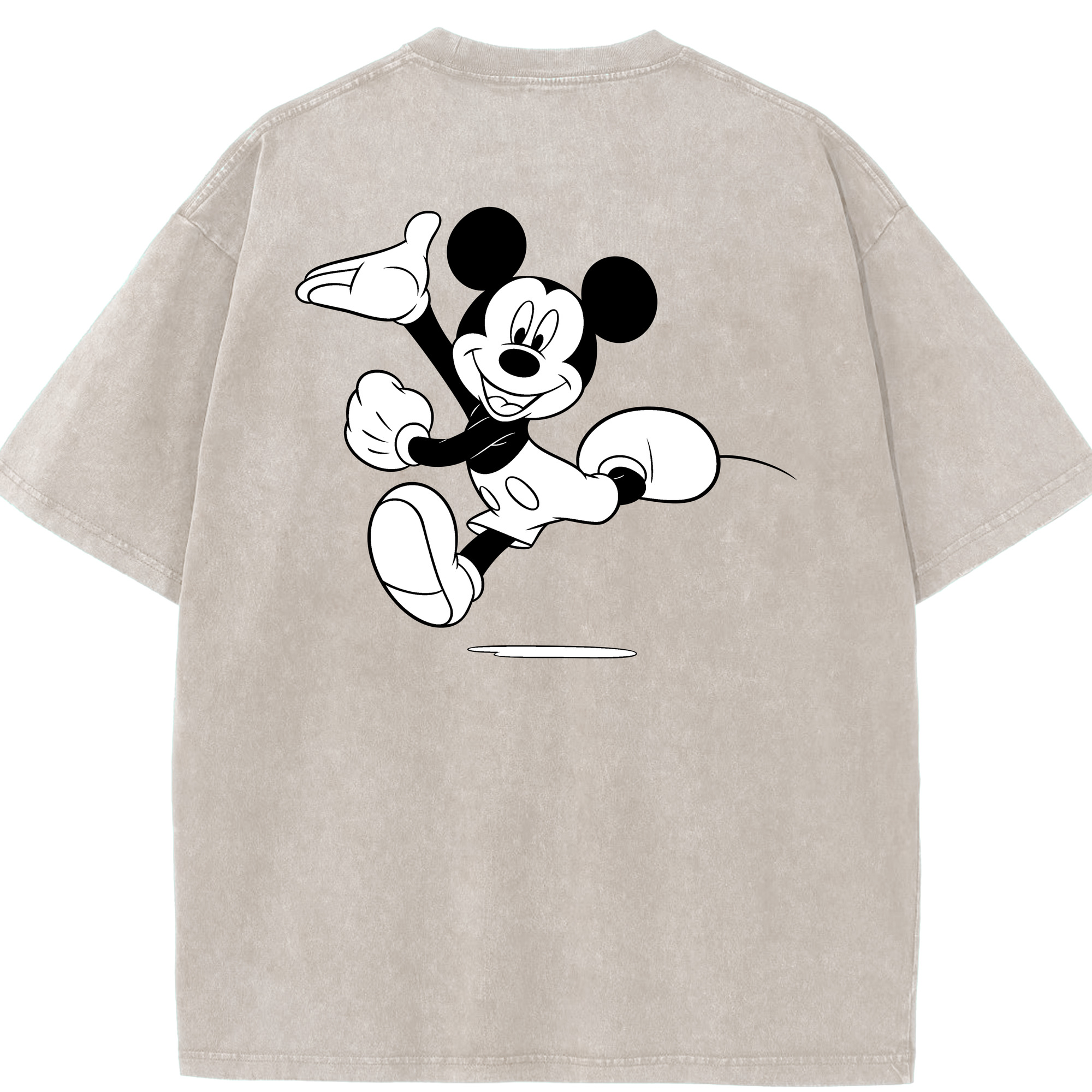 （画像用） ミッキーマウス Mickey Mouse 綿100% ヴィンテージ風 半袖Tシャツ（背面プリント）