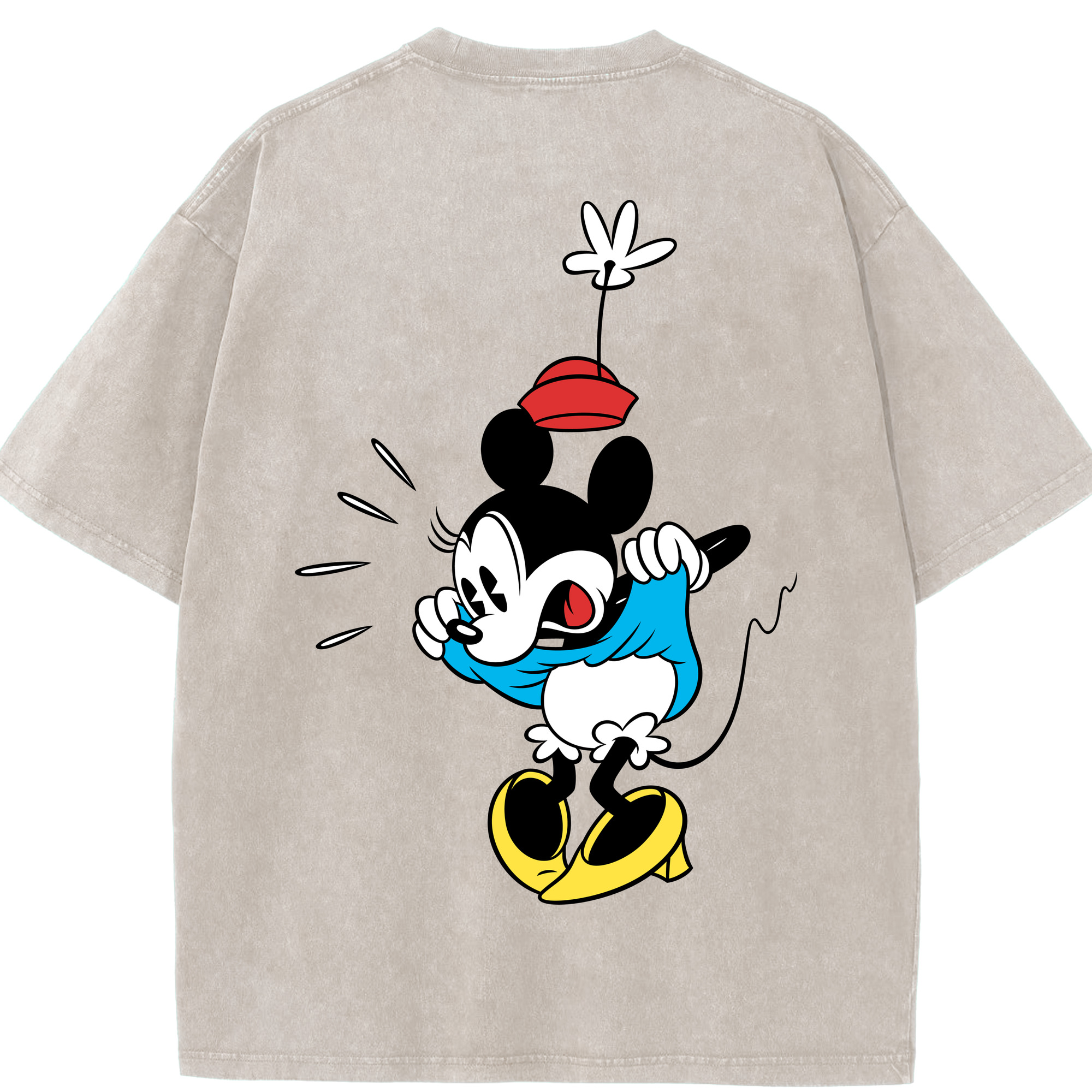 （画像用） ミッキーマウス Mickey Mouse 綿100% ヴィンテージ風 半袖Tシャツ（背面プリント）