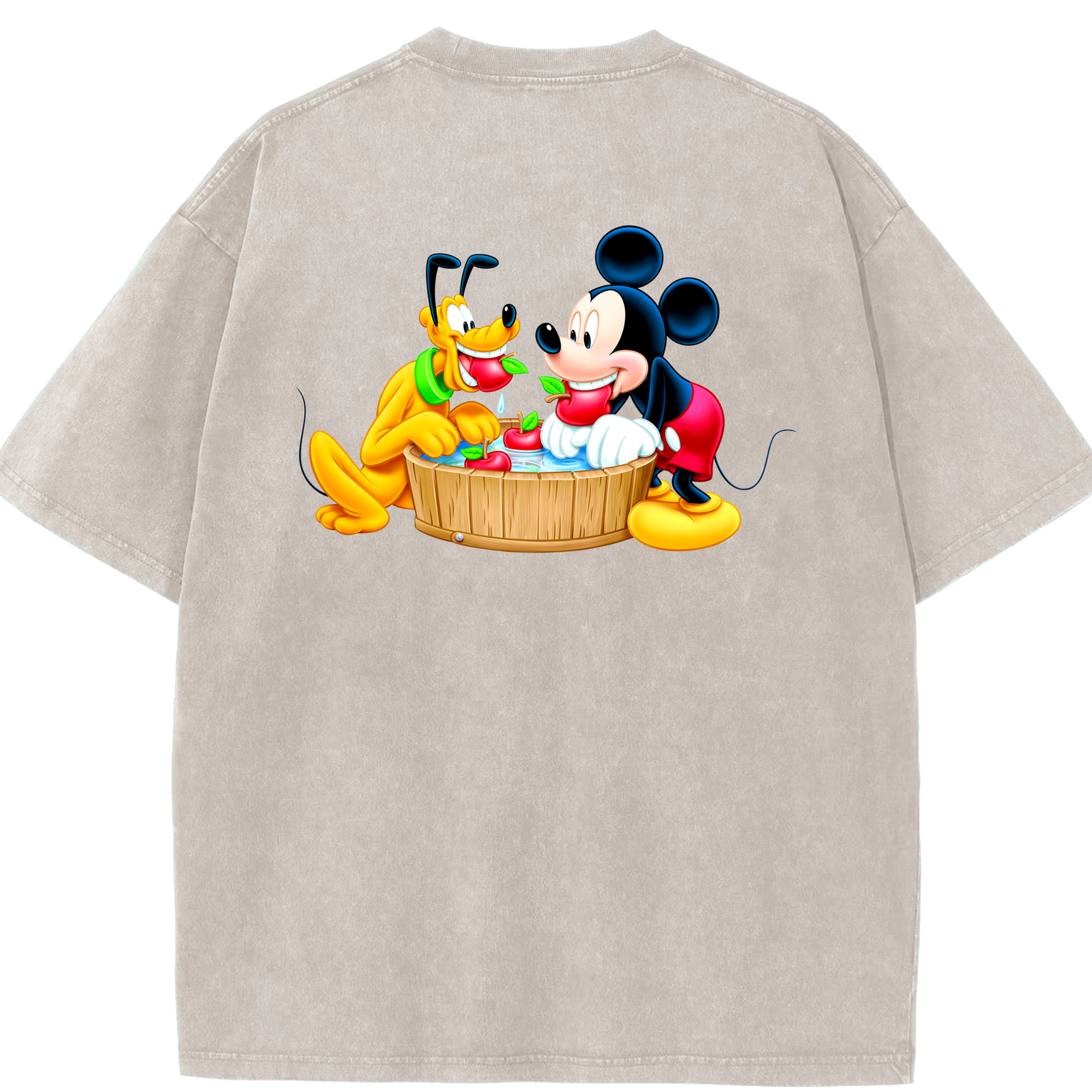 （画像用） ミッキーマウス Mickey Mouse 綿100% ヴィンテージ風 半袖Tシャツ（背面プリント）