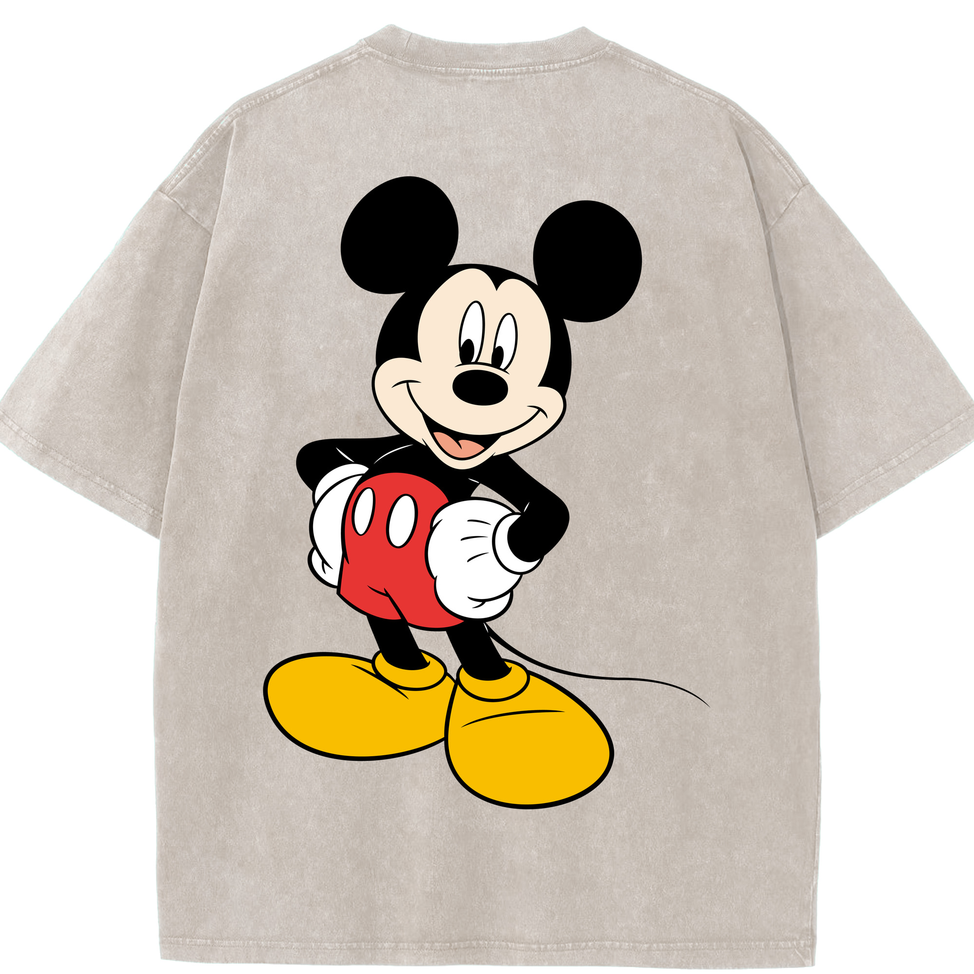 （画像用） ミッキーマウス Mickey Mouse 綿100% ヴィンテージ風 半袖Tシャツ（背面プリント）