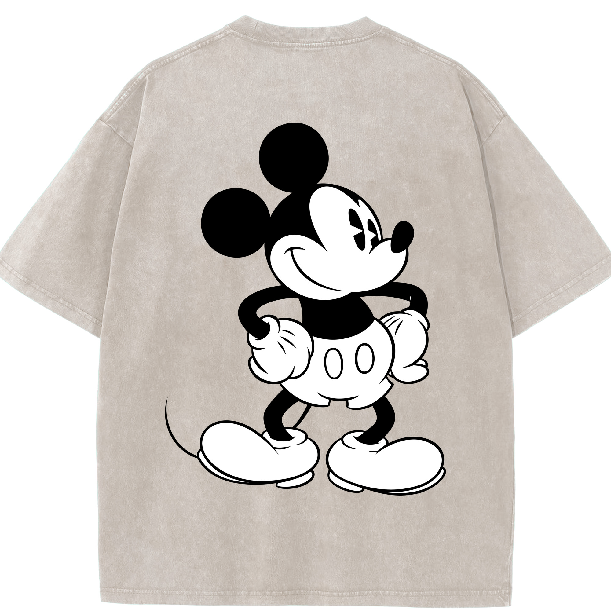 （画像用） ミッキーマウス Mickey Mouse 綿100% ヴィンテージ風 半袖Tシャツ（背面プリント）