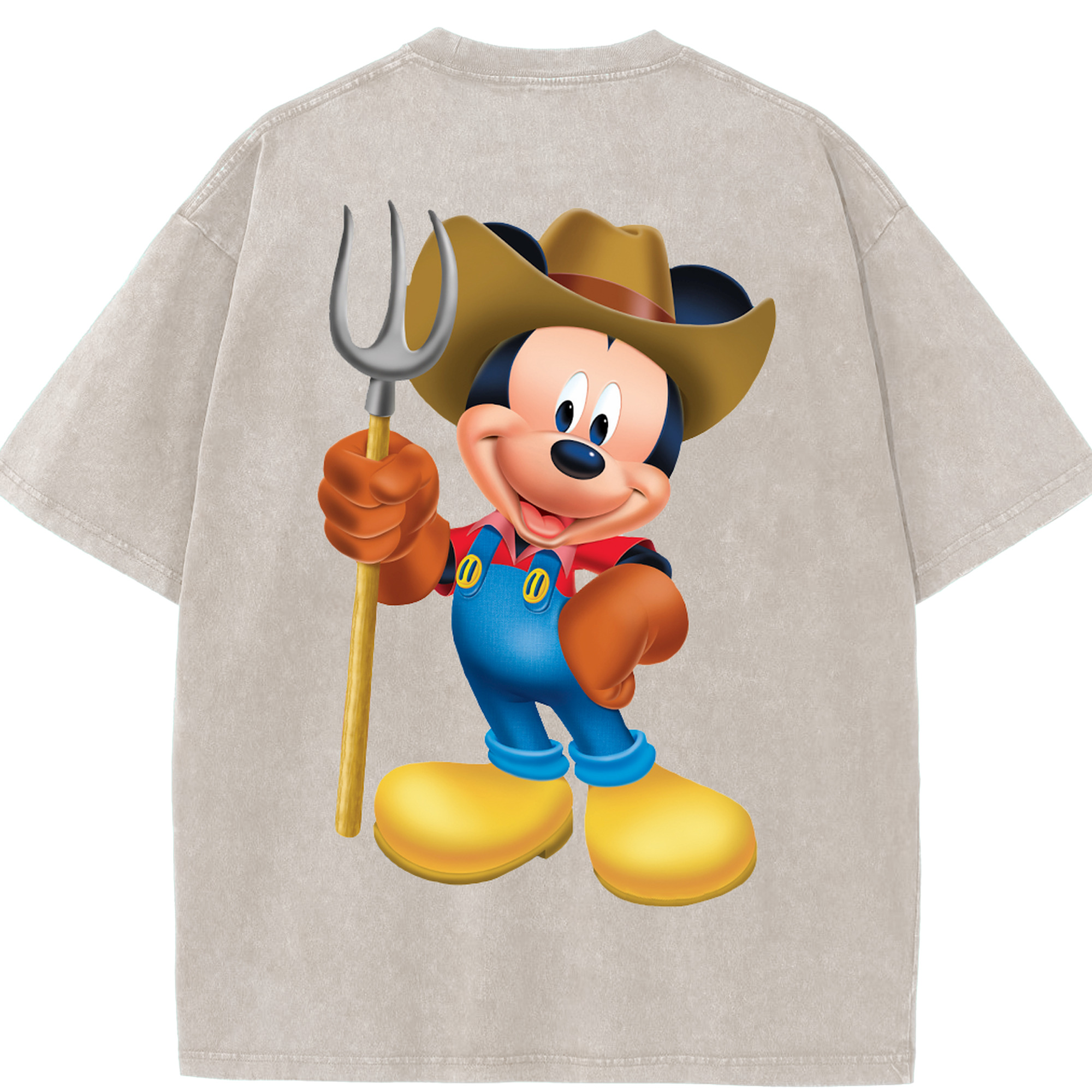 （画像用） ミッキーマウス Mickey Mouse 綿100% ヴィンテージ風 半袖Tシャツ（背面プリント）