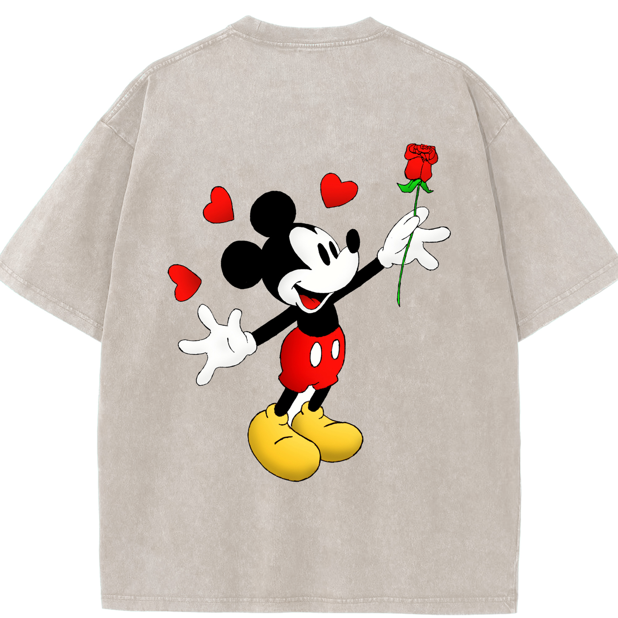 （画像用） ミッキーマウス Mickey Mouse 綿100% ヴィンテージ風 半袖Tシャツ（背面プリント）