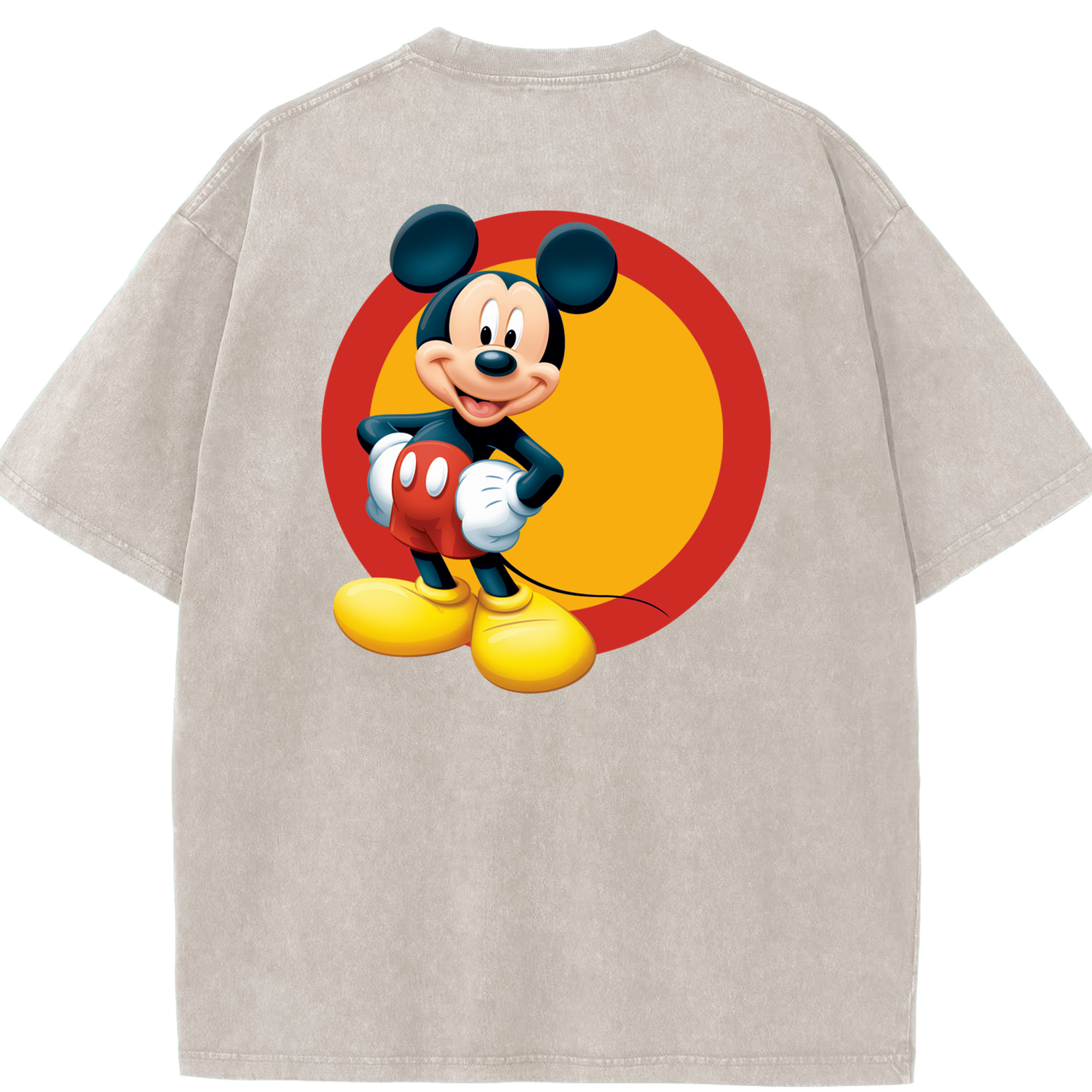 （画像用） ミッキーマウス Mickey Mouse 綿100% ヴィンテージ風 半袖Tシャツ（背面プリント）