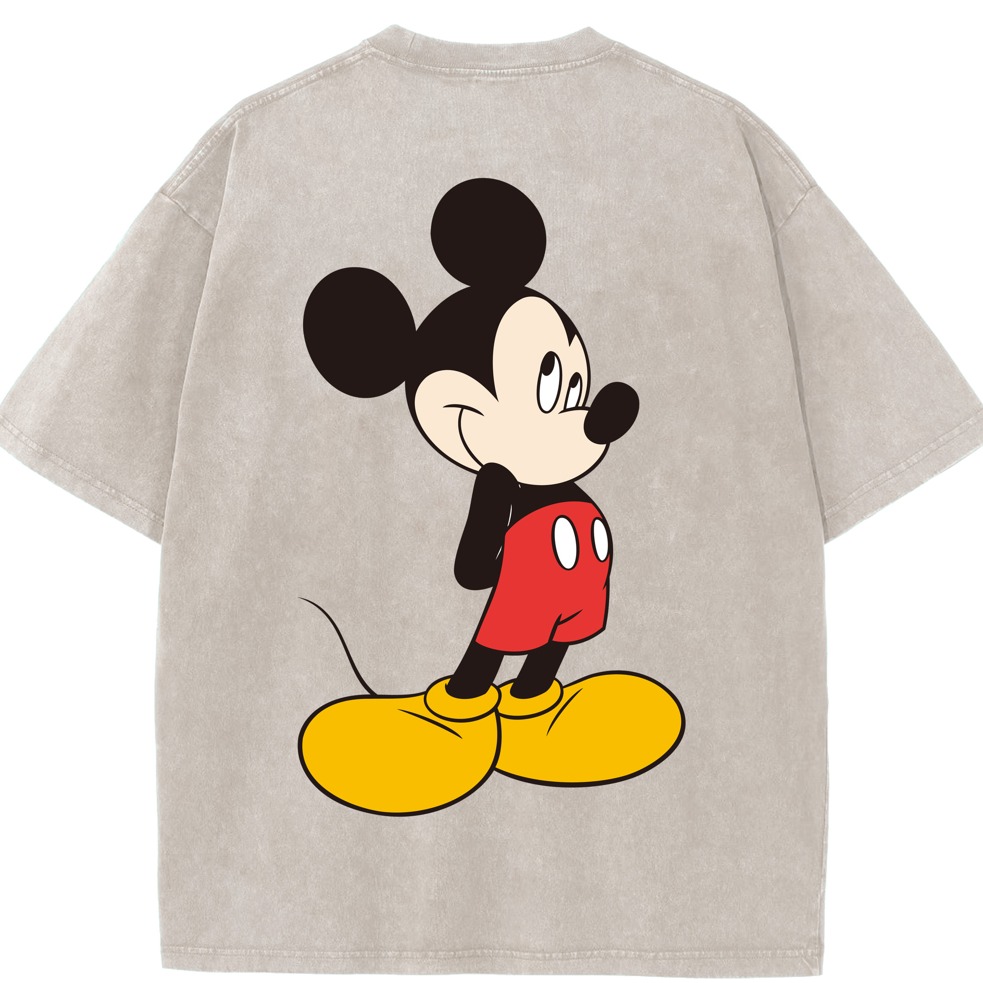 （画像用） ミッキーマウス Mickey Mouse 綿100% ヴィンテージ風 半袖Tシャツ（背面プリント）