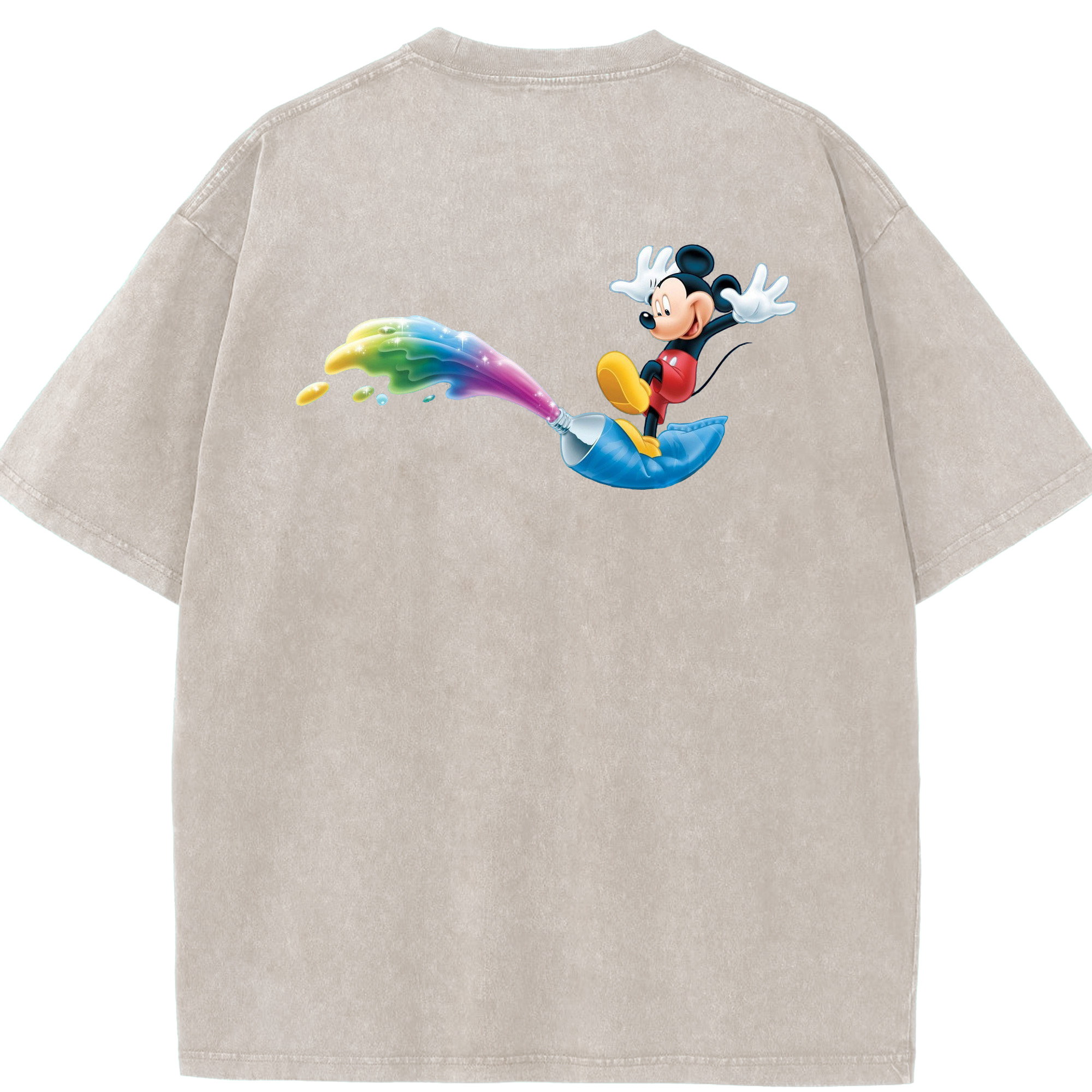 （画像用） ミッキーマウス Mickey Mouse 綿100% ヴィンテージ風 半袖Tシャツ（背面プリント）