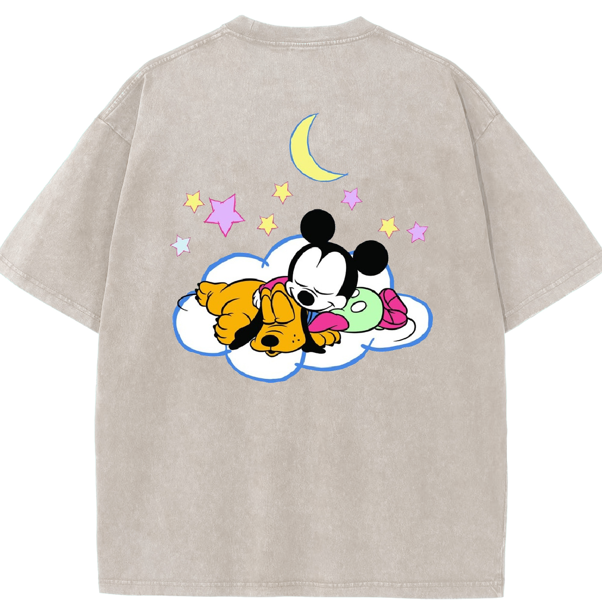 （画像用） ミッキーマウス Mickey Mouse 綿100% ヴィンテージ風 半袖Tシャツ（背面プリント）
