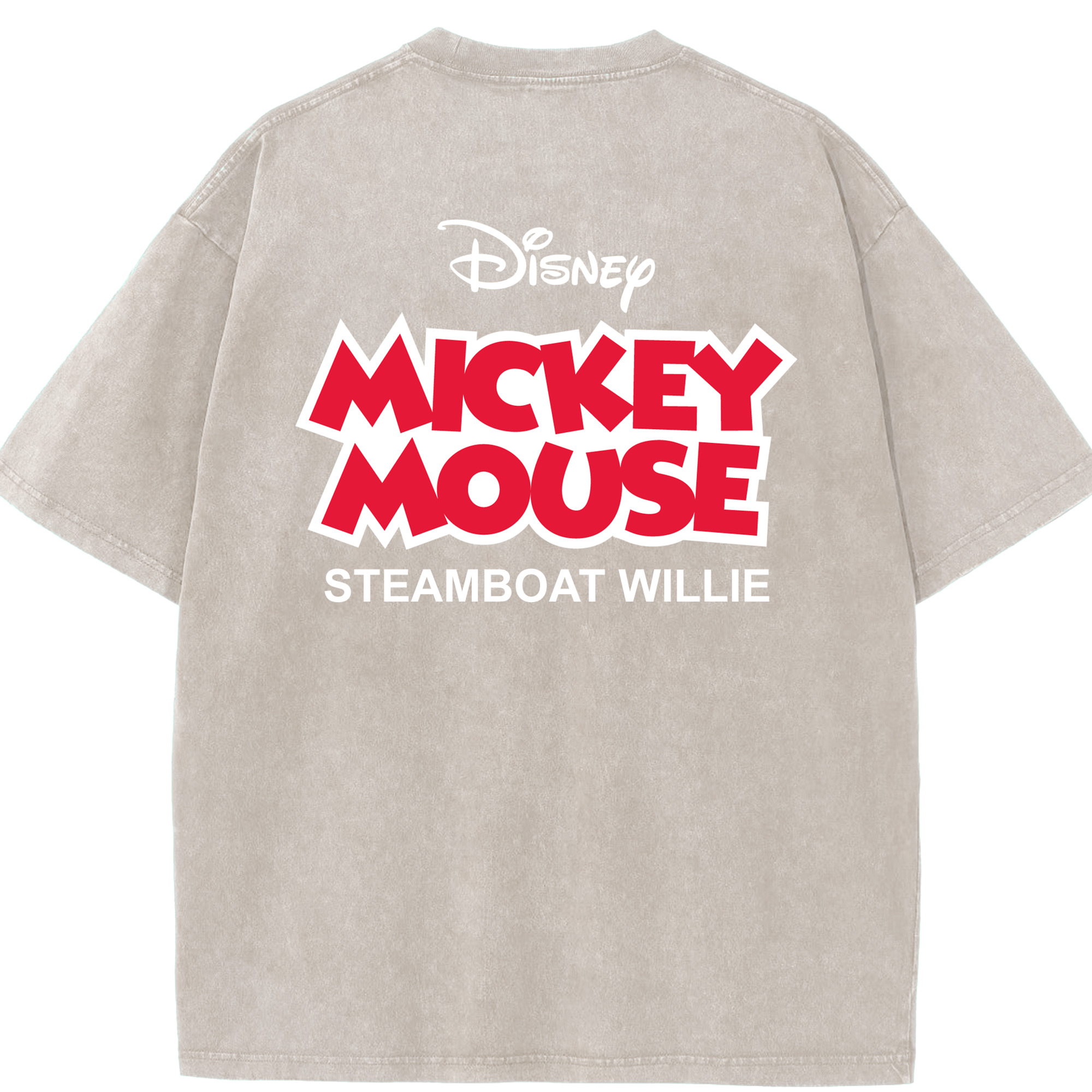 （画像用） ミッキーマウス Mickey Mouse 綿100% ヴィンテージ風 半袖Tシャツ（背面プリント）