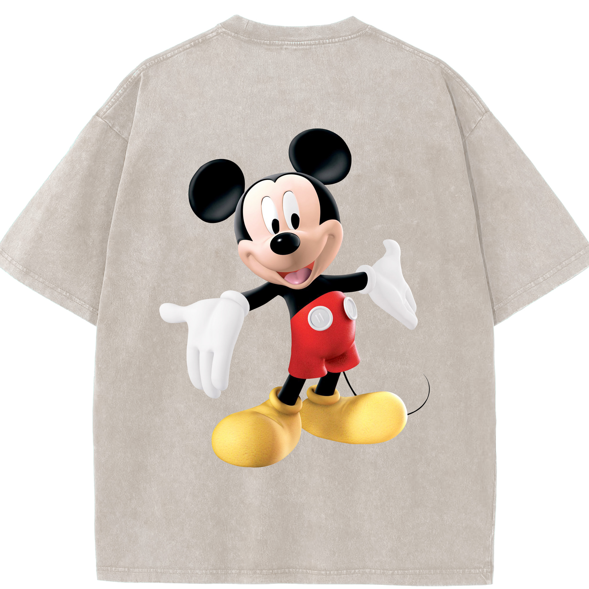 （画像用） ミッキーマウス Mickey Mouse 綿100% ヴィンテージ風 半袖Tシャツ（背面プリント）
