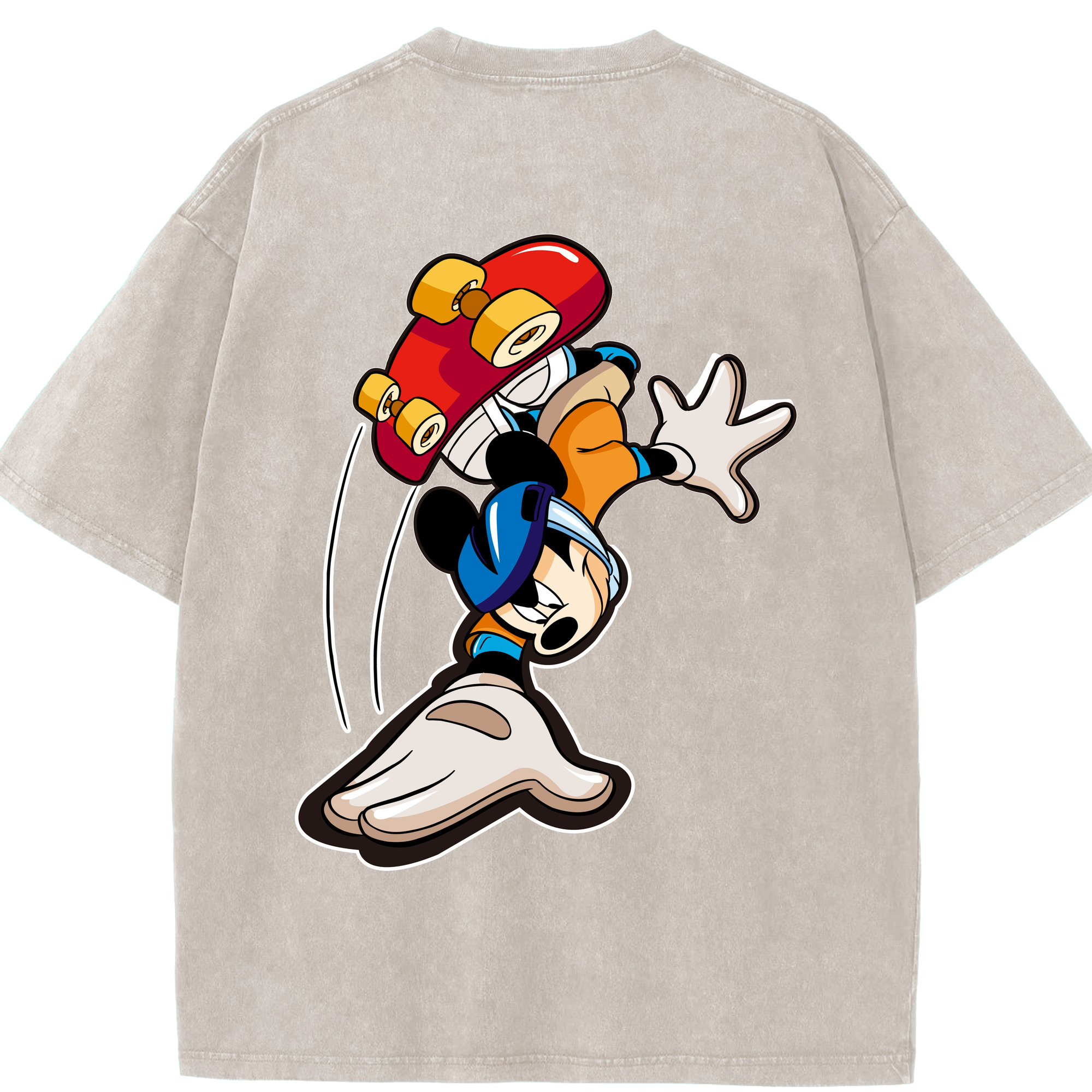 （画像用） ミッキーマウス Mickey Mouse 綿100% ヴィンテージ風 半袖Tシャツ（背面プリント）