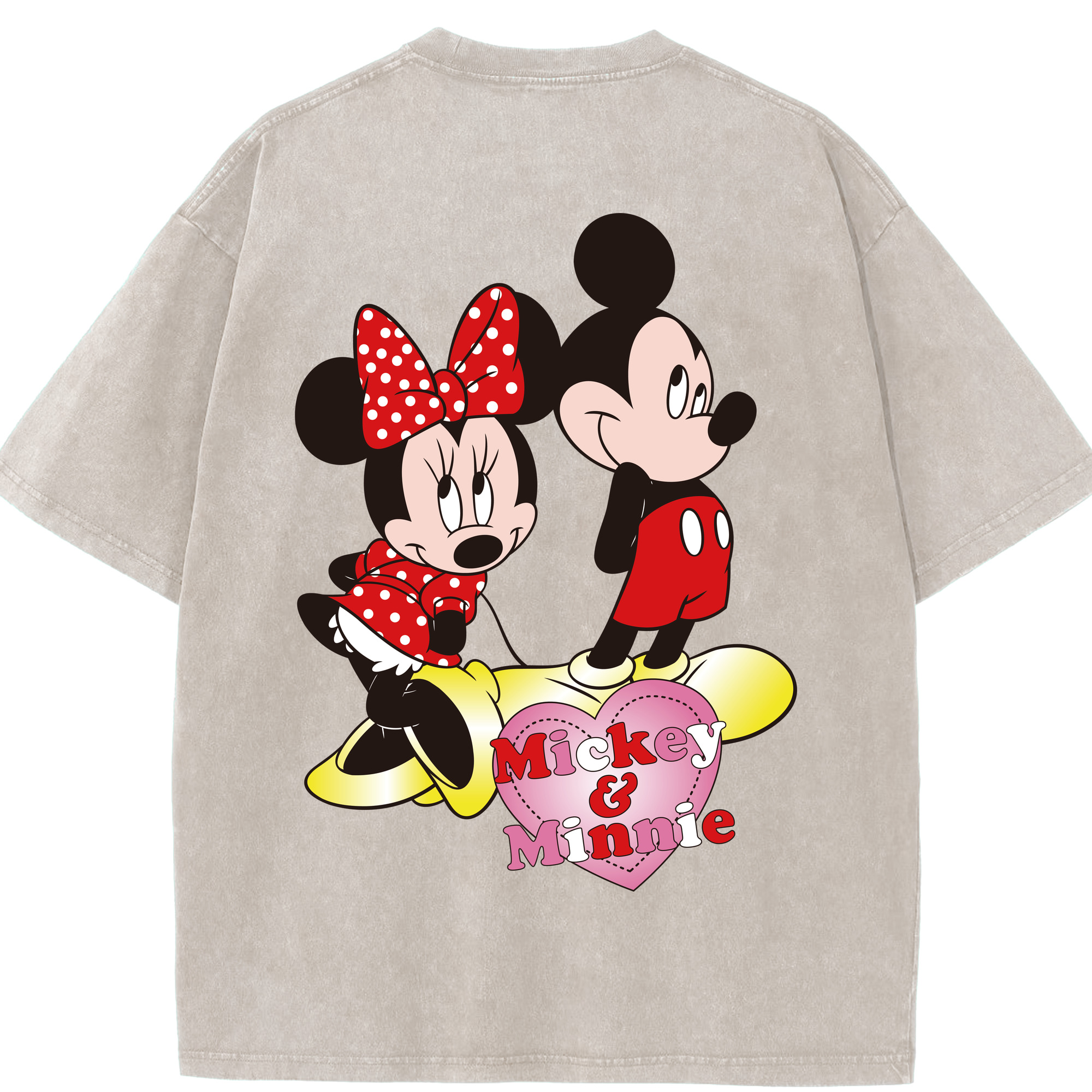 （画像用） ミッキーマウス Mickey Mouse 綿100% ヴィンテージ風 半袖Tシャツ（背面プリント）