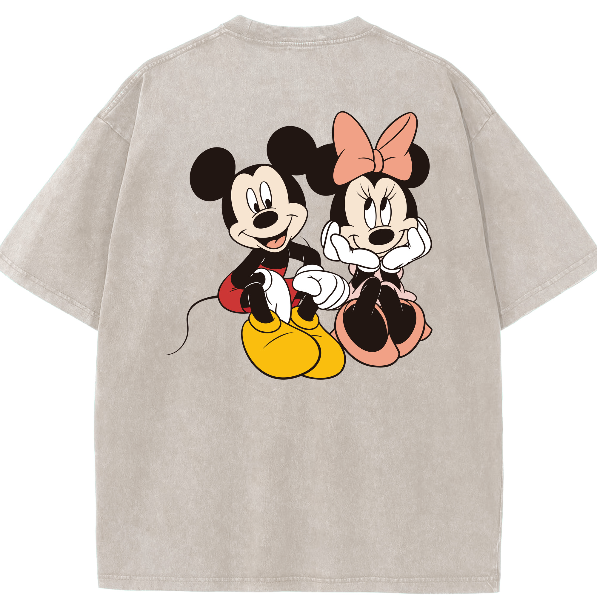 （画像用） ミッキーマウス Mickey Mouse 綿100% ヴィンテージ風 半袖Tシャツ（背面プリント）
