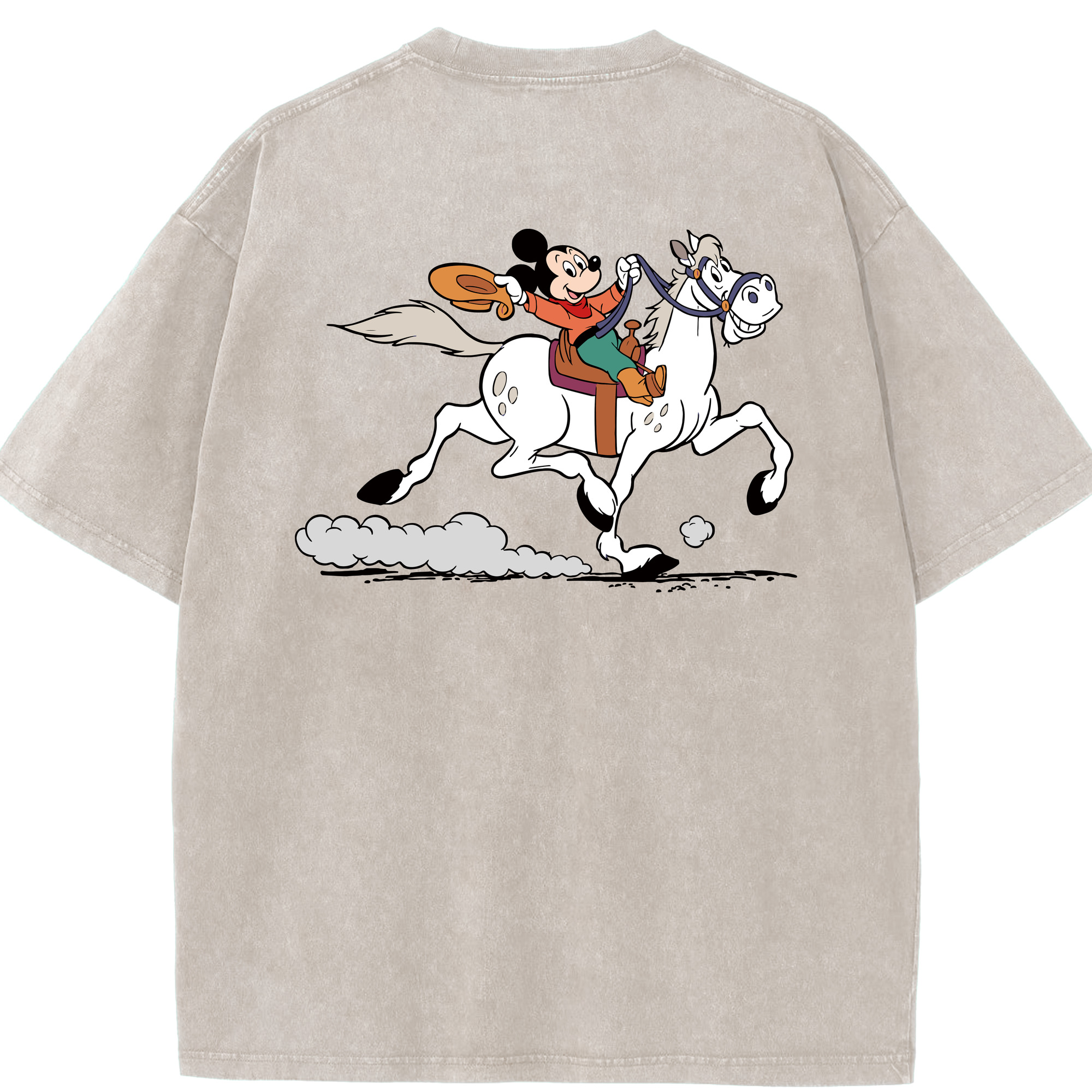 （画像用） ミッキーマウス Mickey Mouse 綿100% ヴィンテージ風 半袖Tシャツ（背面プリント）