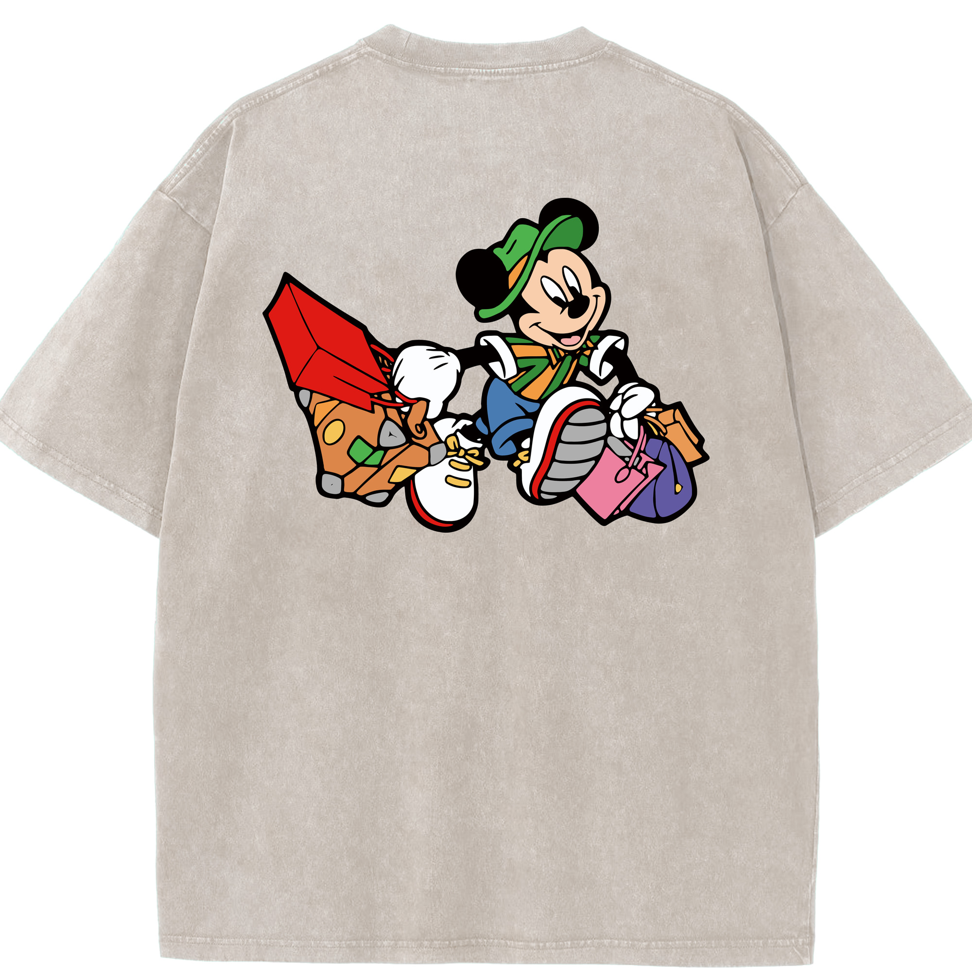 （画像用） ミッキーマウス Mickey Mouse 綿100% ヴィンテージ風 半袖Tシャツ（背面プリント）