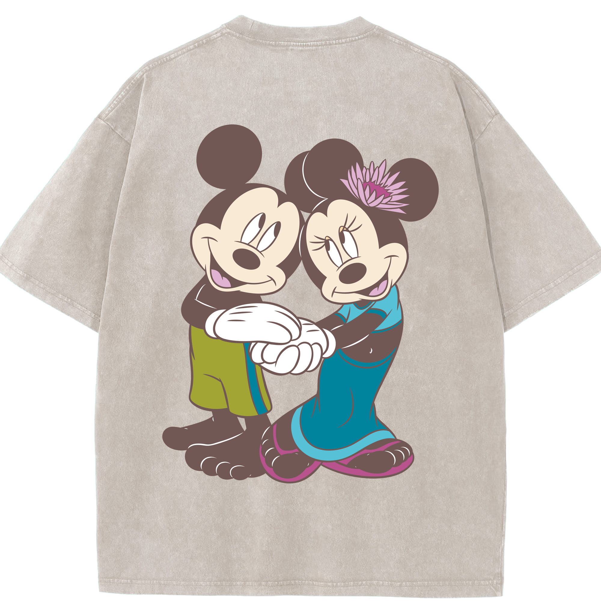 （画像用） ミッキーマウス Mickey Mouse 綿100% ヴィンテージ風 半袖Tシャツ（背面プリント）
