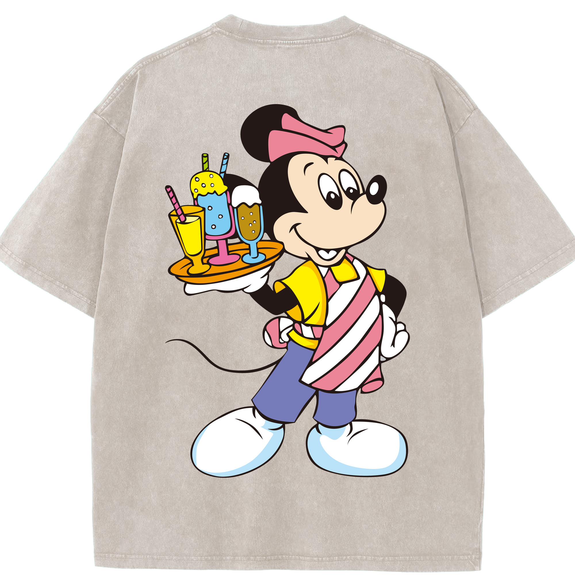 （画像用） ミッキーマウス Mickey Mouse 綿100% ヴィンテージ風 半袖Tシャツ（背面プリント）