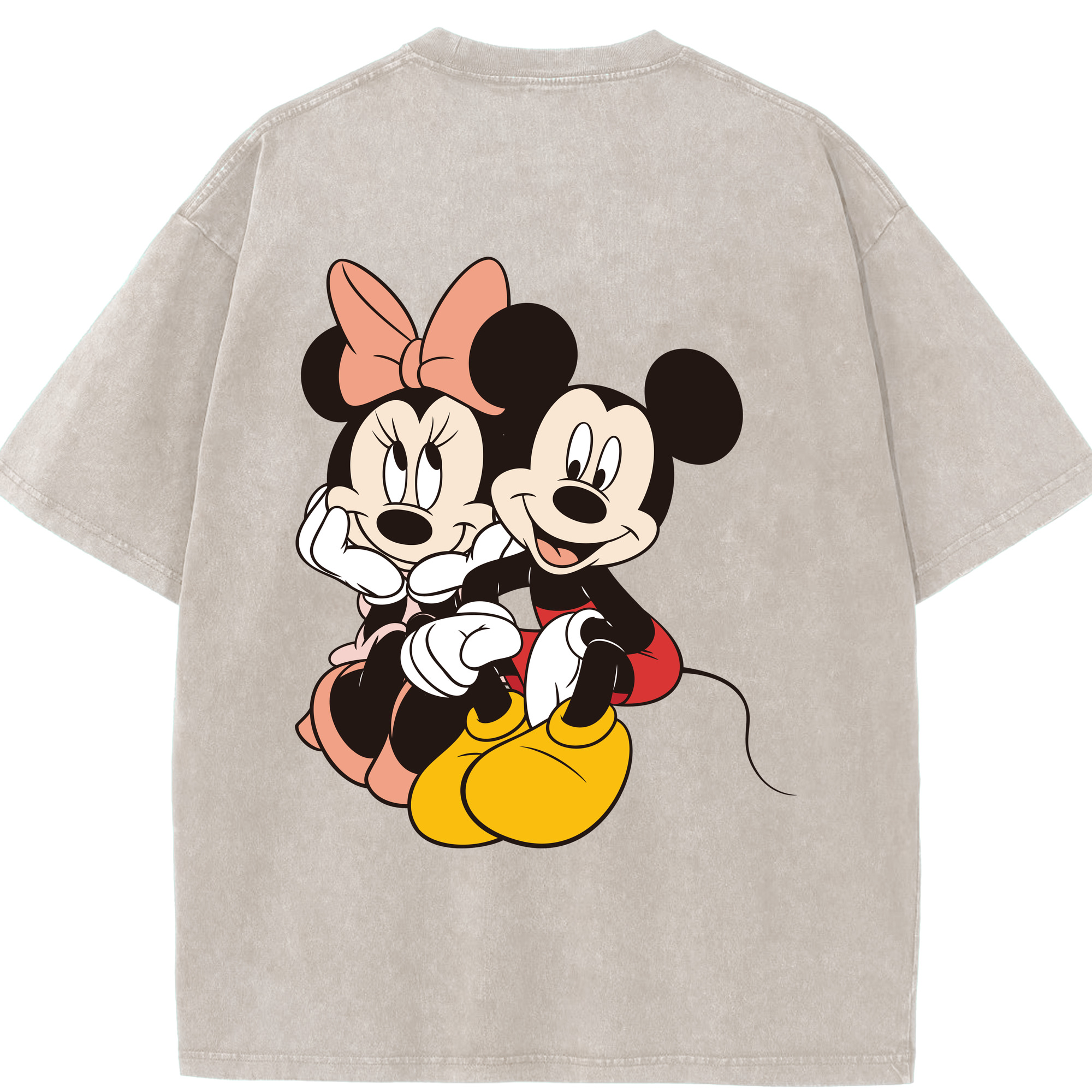 （画像用） ミッキーマウス Mickey Mouse 綿100% ヴィンテージ風 半袖Tシャツ（背面プリント）