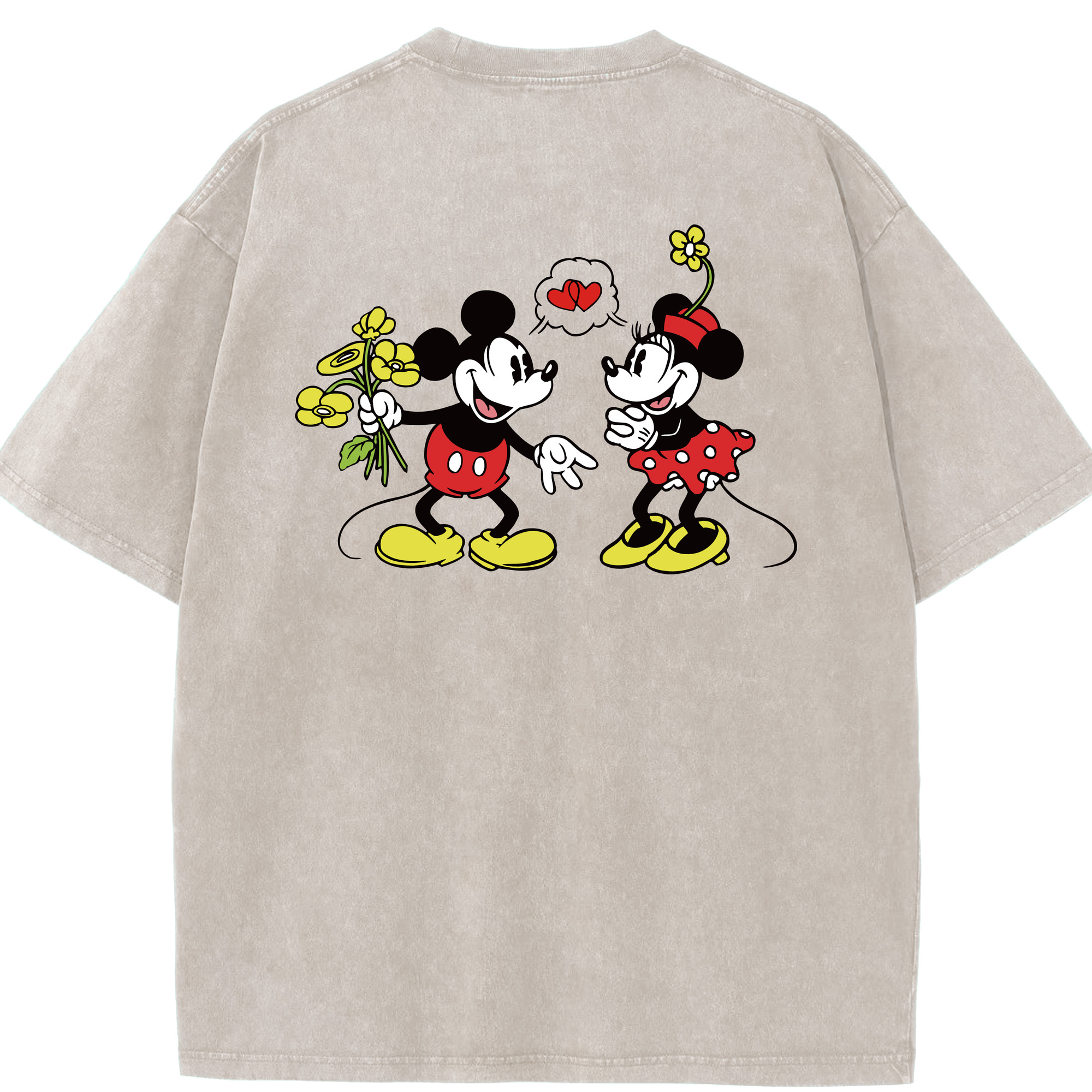 （画像用） ミッキーマウス Mickey Mouse 綿100% ヴィンテージ風 半袖Tシャツ（背面プリント）