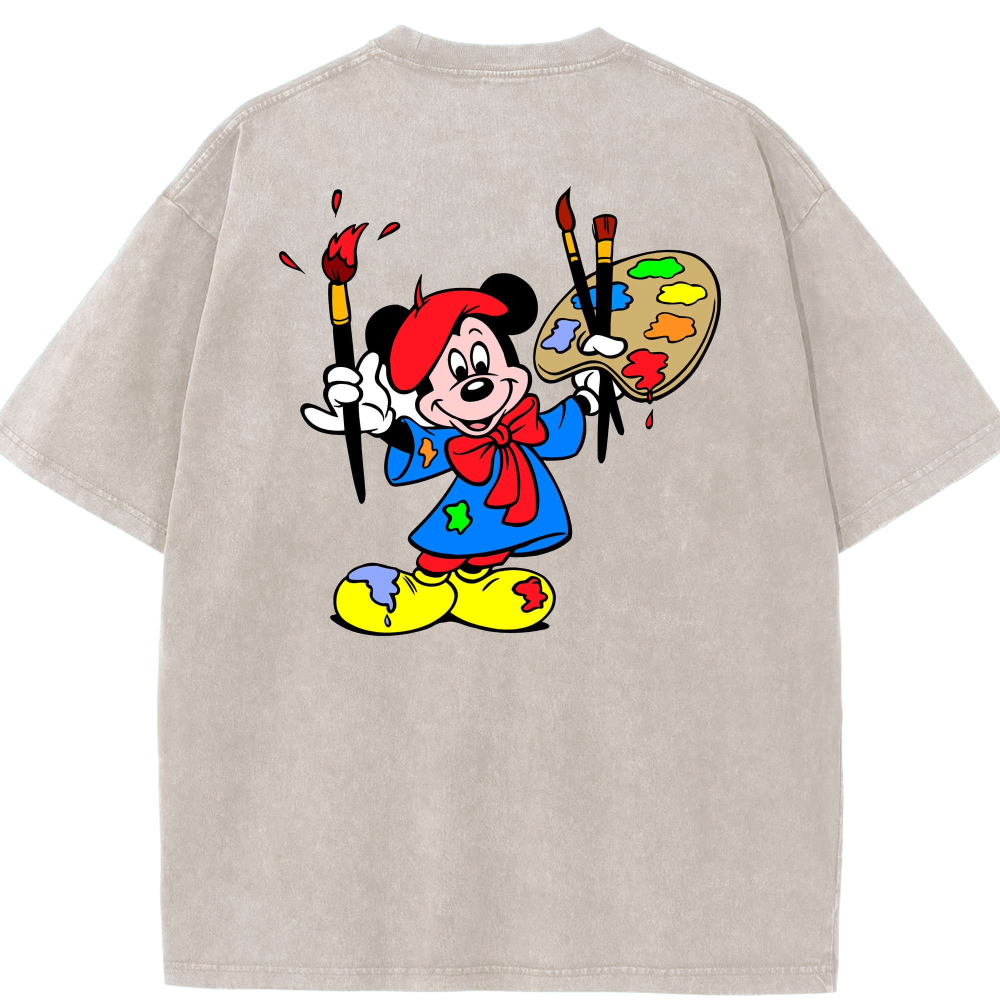 （画像用） ミッキーマウス Mickey Mouse 綿100% ヴィンテージ風 半袖Tシャツ（背面プリント）