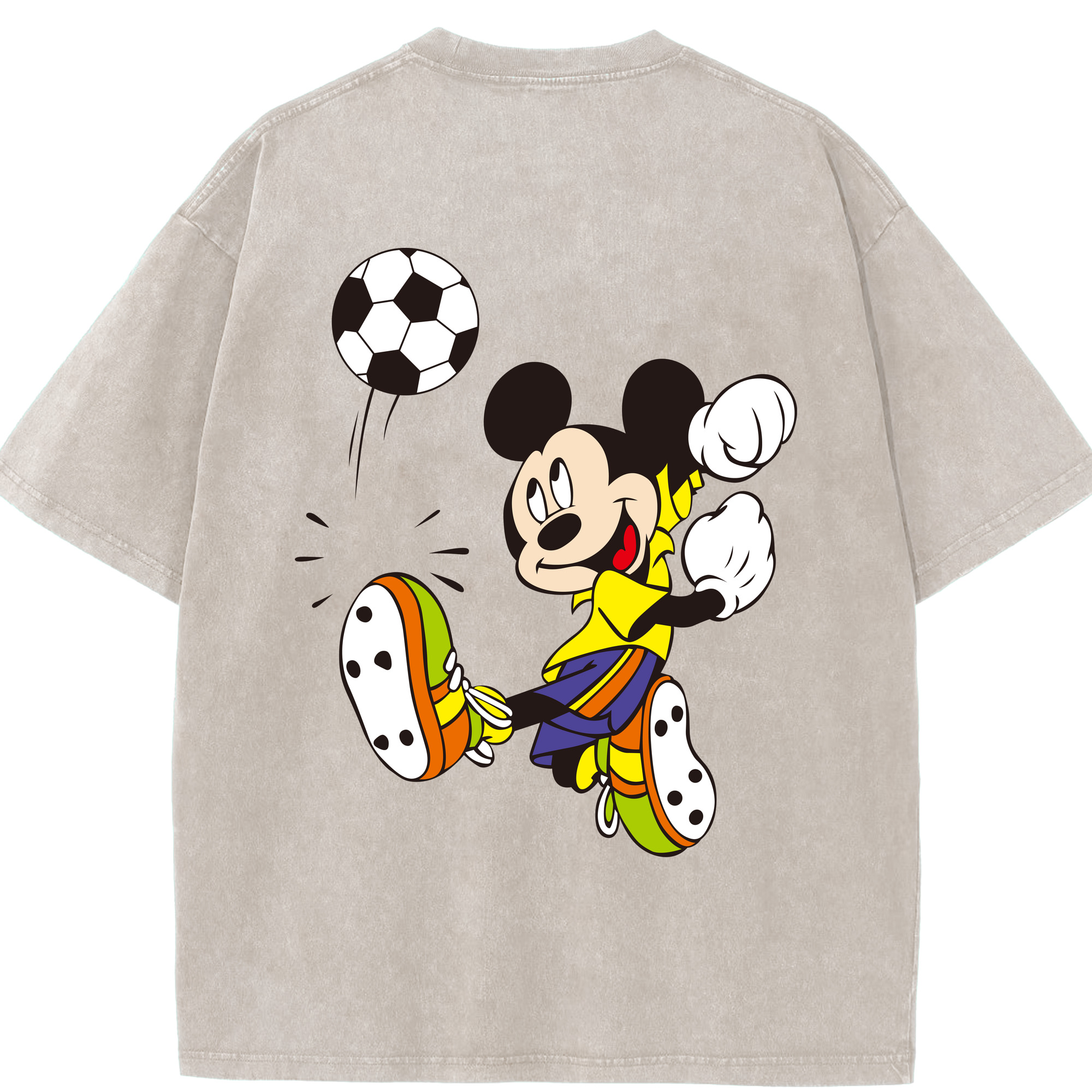 （画像用） ミッキーマウス Mickey Mouse 綿100% ヴィンテージ風 半袖Tシャツ（背面プリント）
