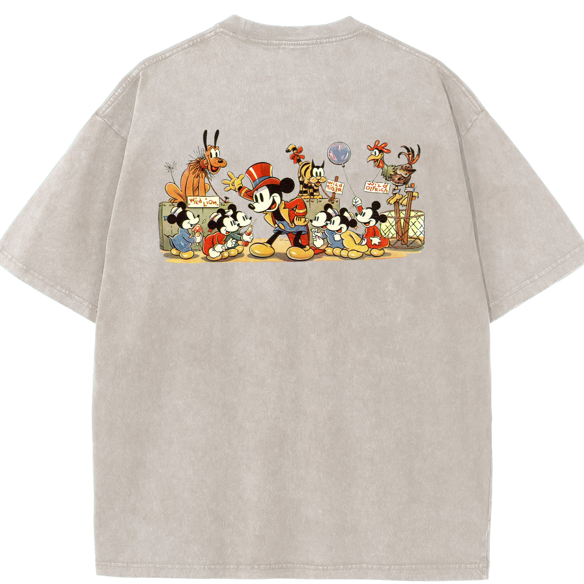 （画像用） ミッキーマウス Mickey Mouse 綿100% ヴィンテージ風 半袖Tシャツ（背面プリント）
