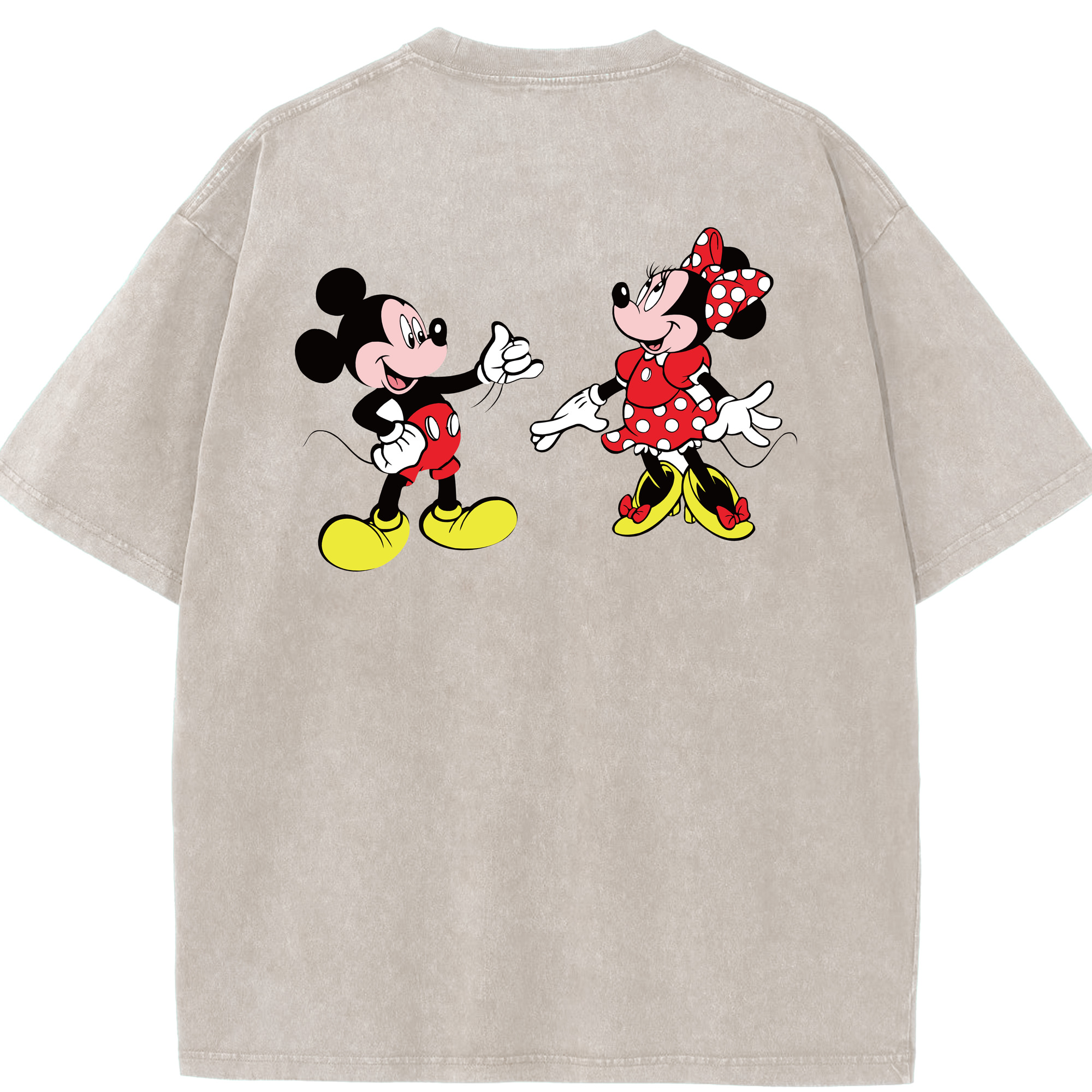 （画像用） ミッキーマウス Mickey Mouse 綿100% ヴィンテージ風 半袖Tシャツ（背面プリント）