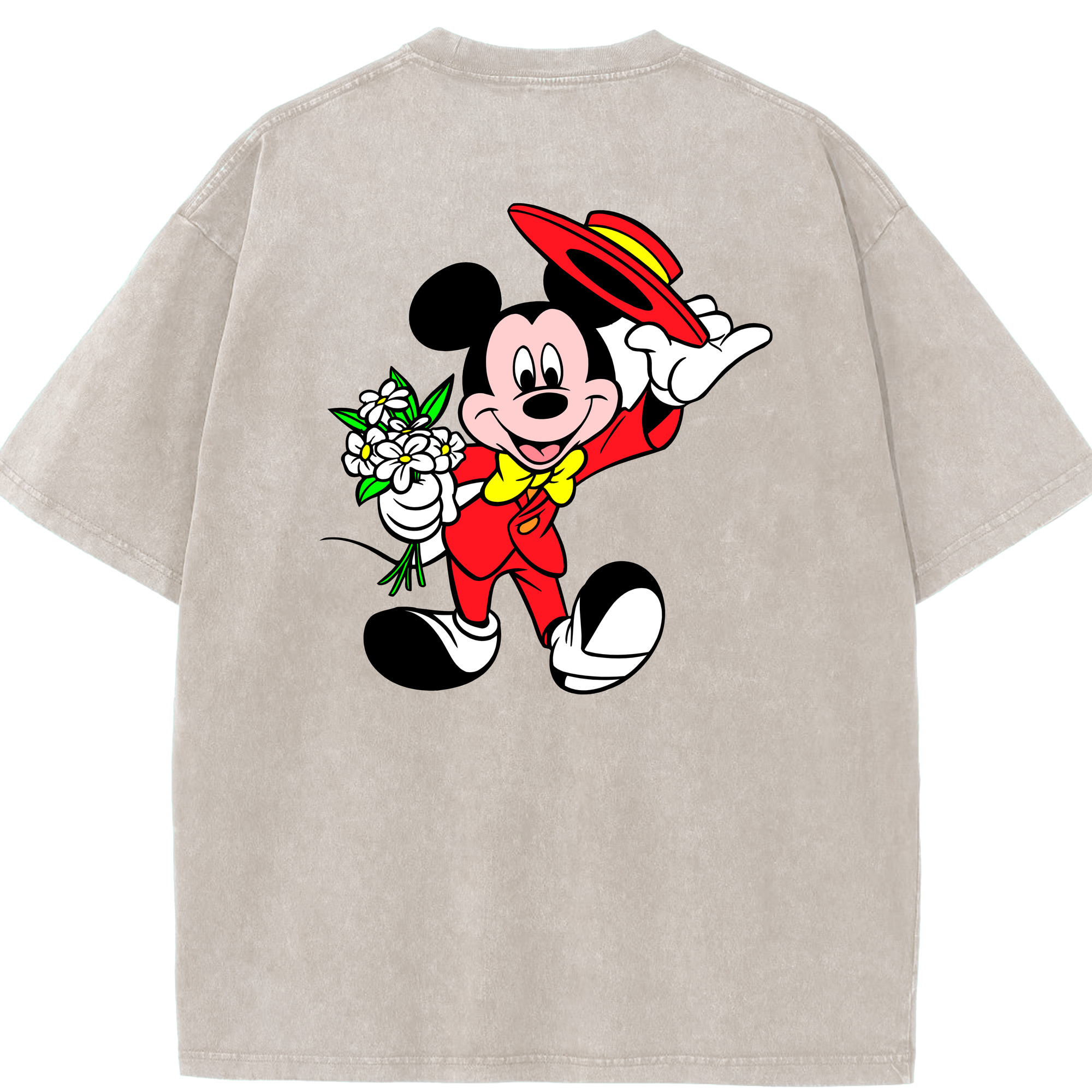 （画像用） ミッキーマウス Mickey Mouse 綿100% ヴィンテージ風 半袖Tシャツ（背面プリント）