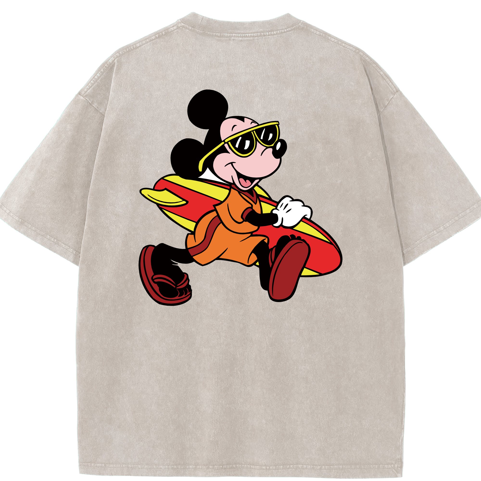 （画像用） ミッキーマウス Mickey Mouse 綿100% ヴィンテージ風 半袖Tシャツ（背面プリント）
